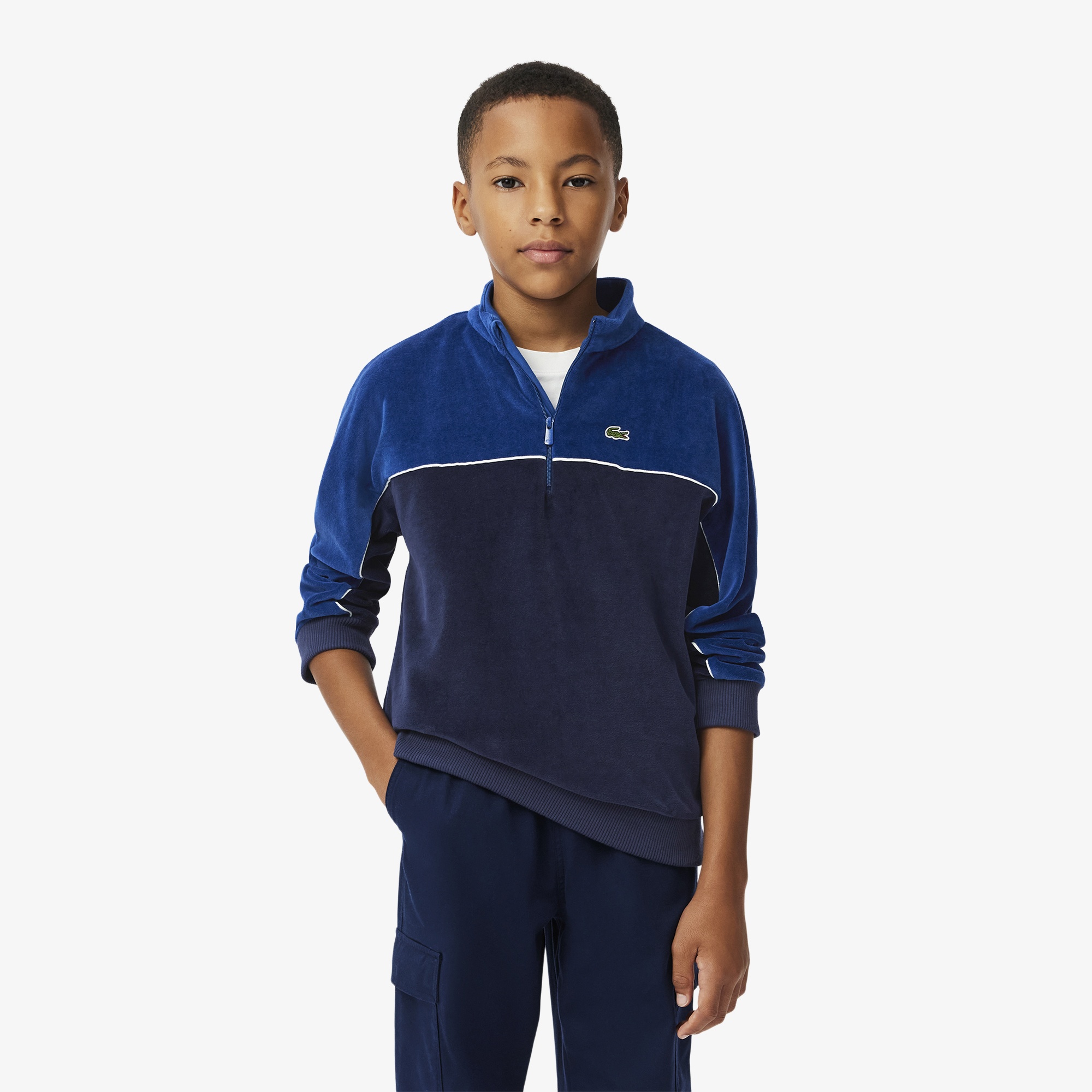 Lacoste Erkek Çocuk Renk Bloklu Lacivert Sweatshirt