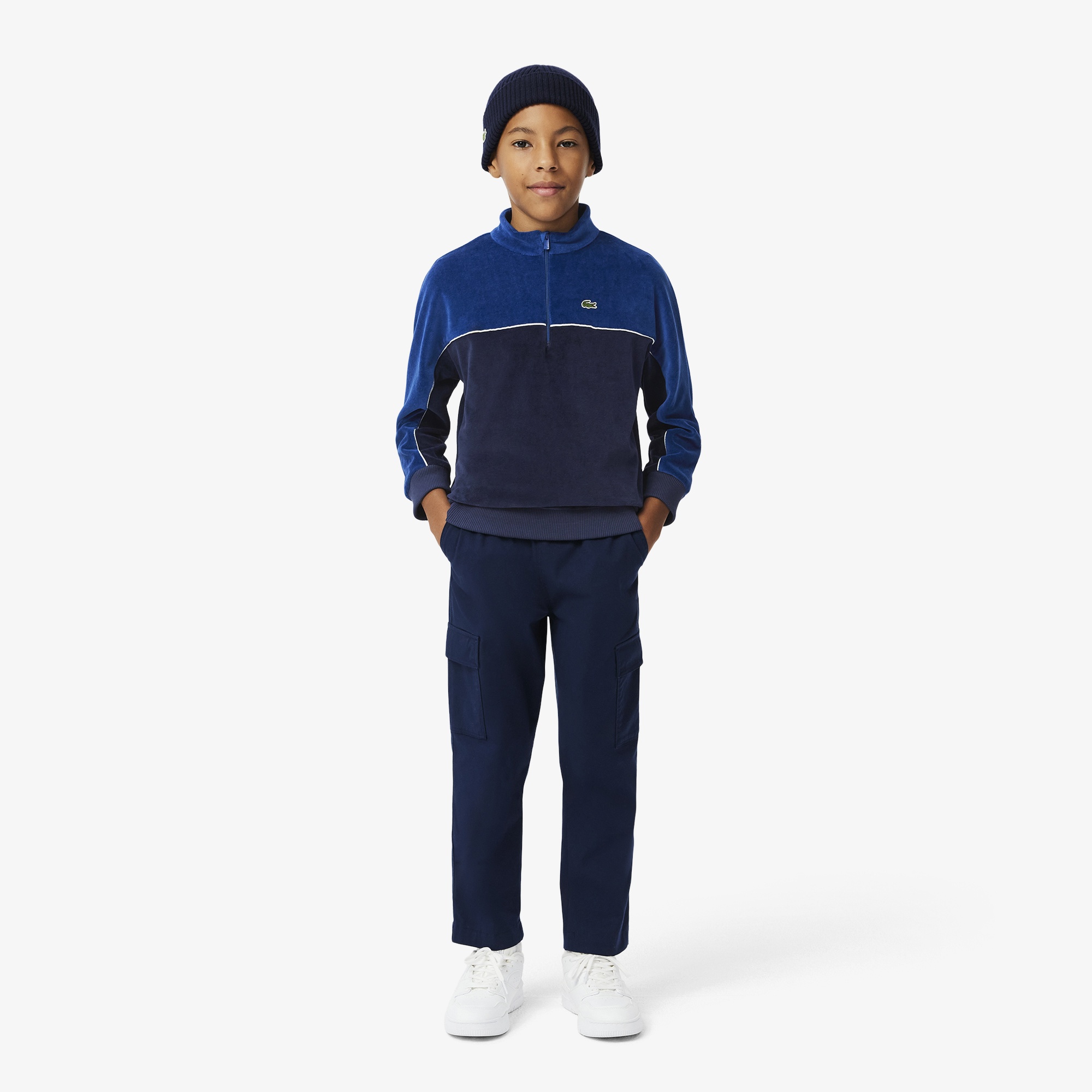 Lacoste Erkek Çocuk Renk Bloklu Lacivert Sweatshirt