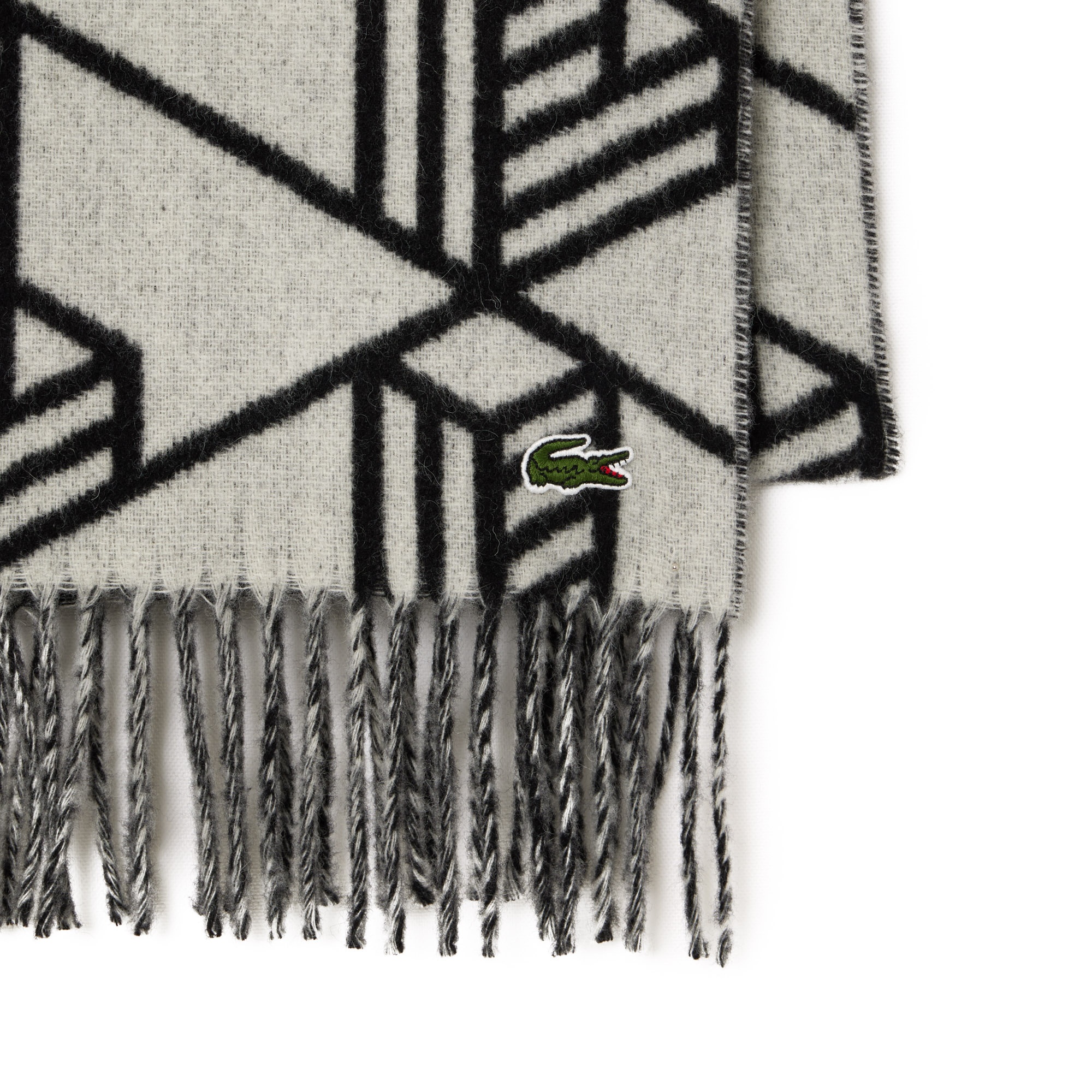 Lacoste Unisex Monogram Çift Taraflı Siyah Atkı