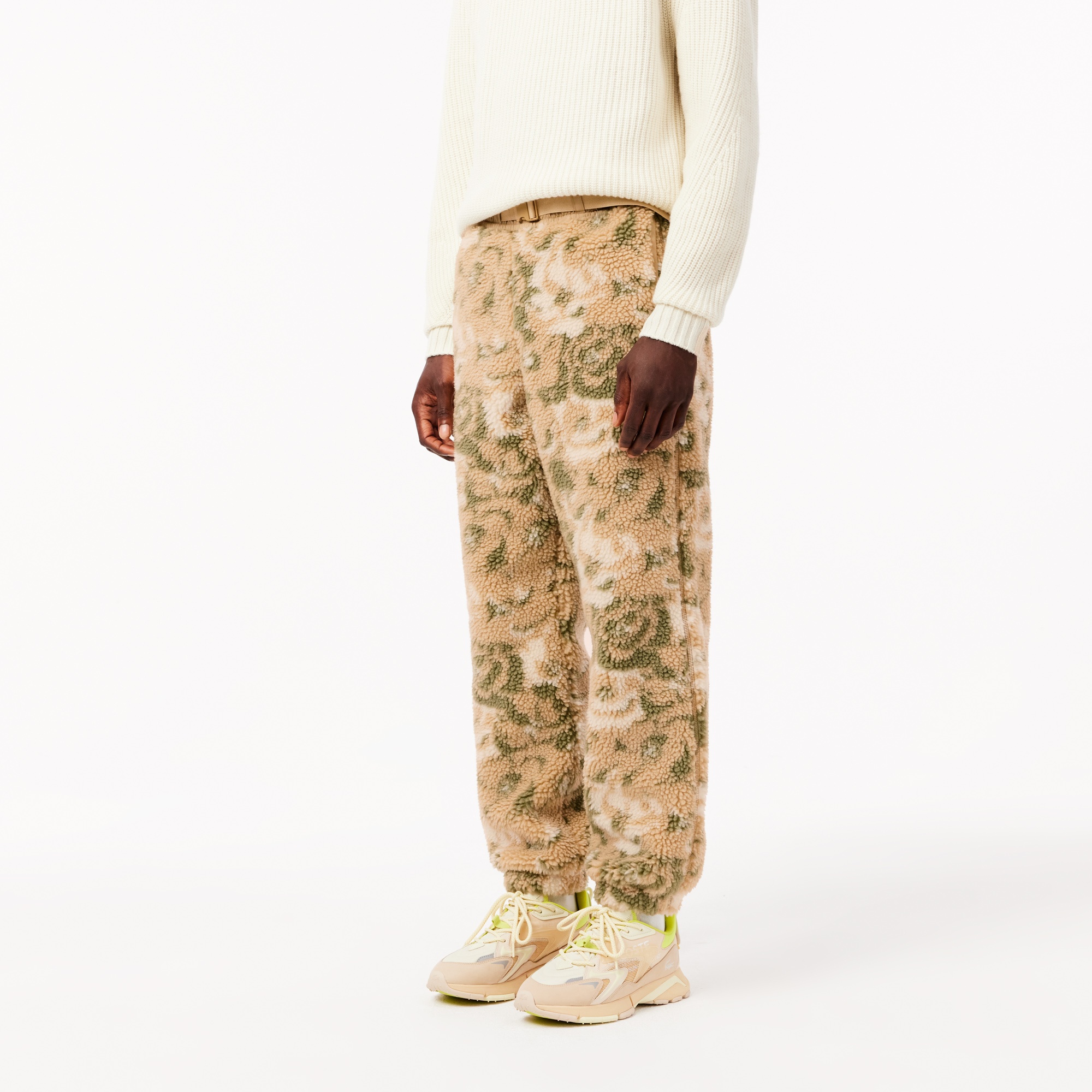 Lacoste Erkek Tapered Fit Desenli Bej Eşofman Altı