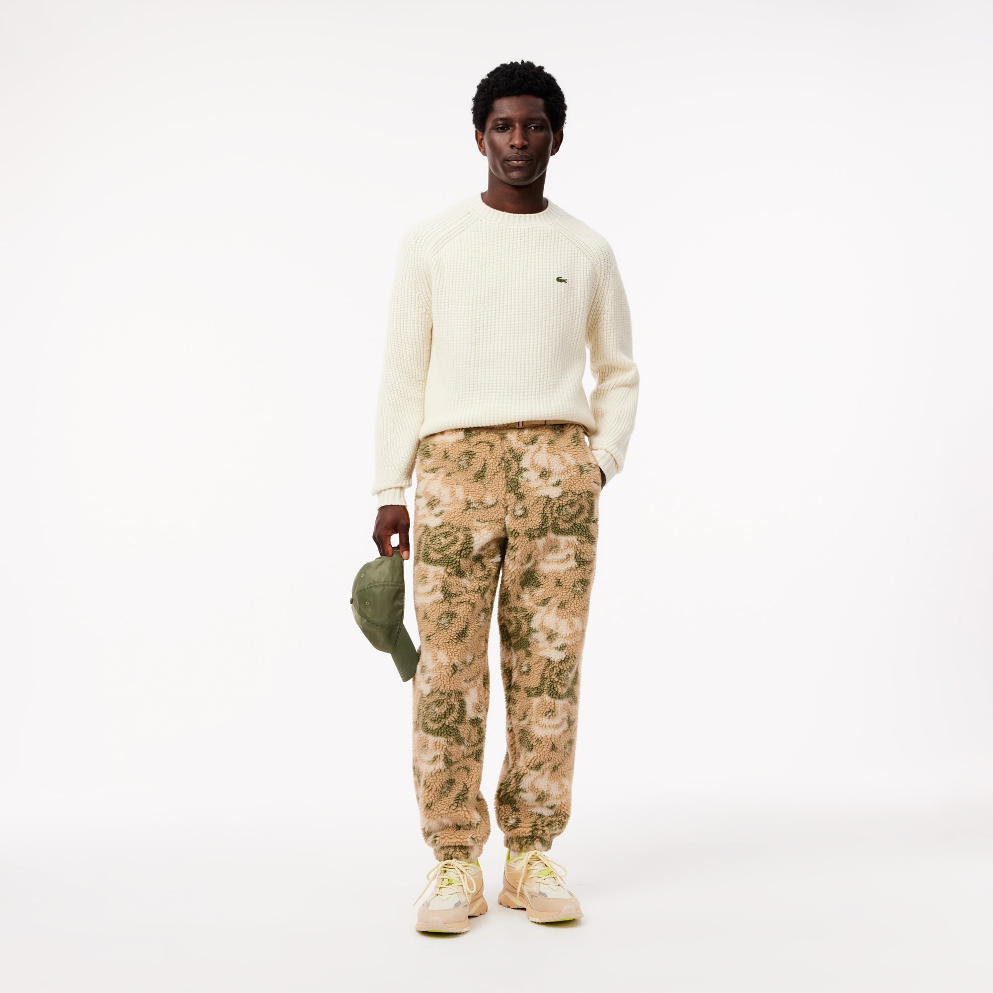 Lacoste Erkek Tapered Fit Desenli Bej Eşofman Altı