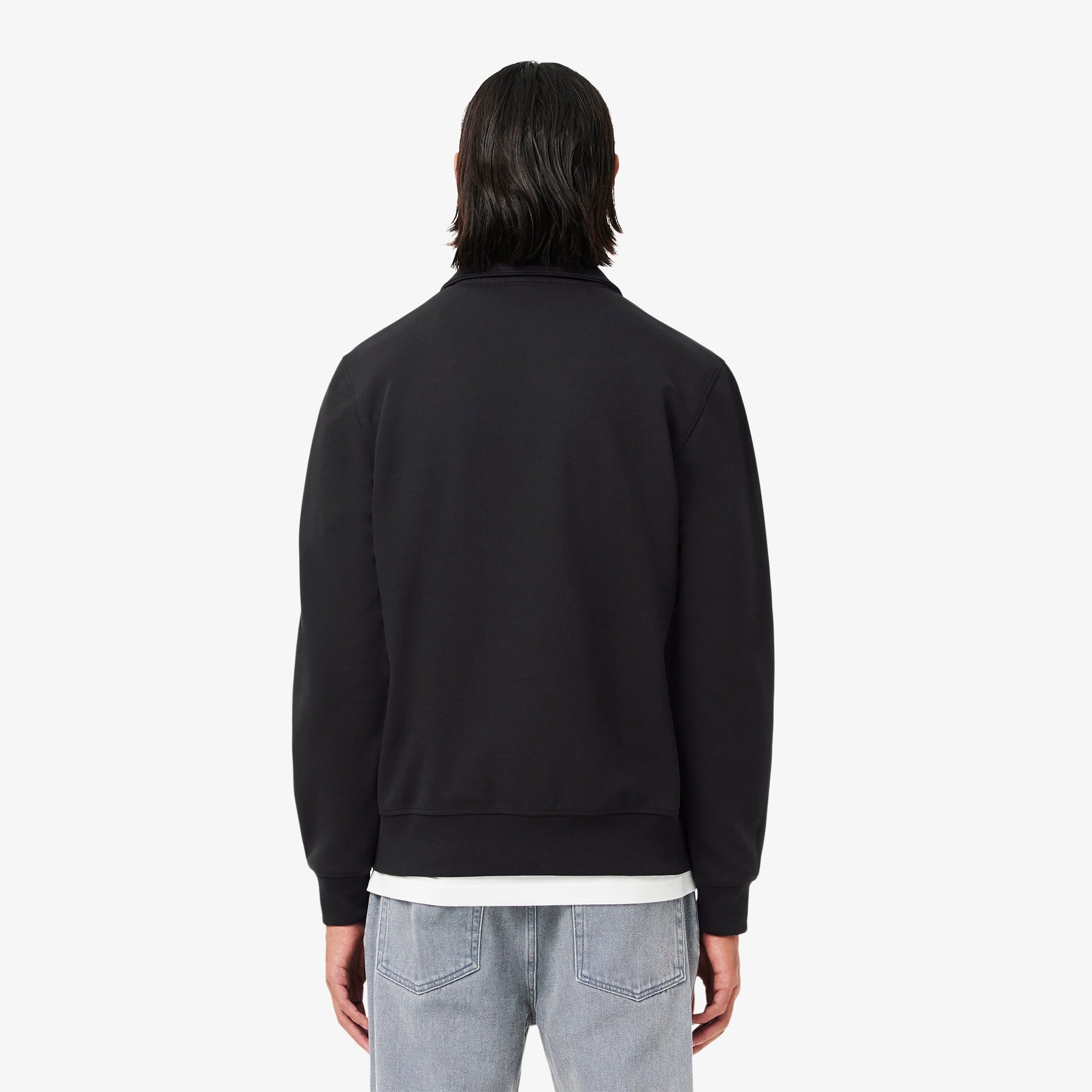 Erkek Classic Fit Yarım Fermuarlı Siyah Sweatshirt