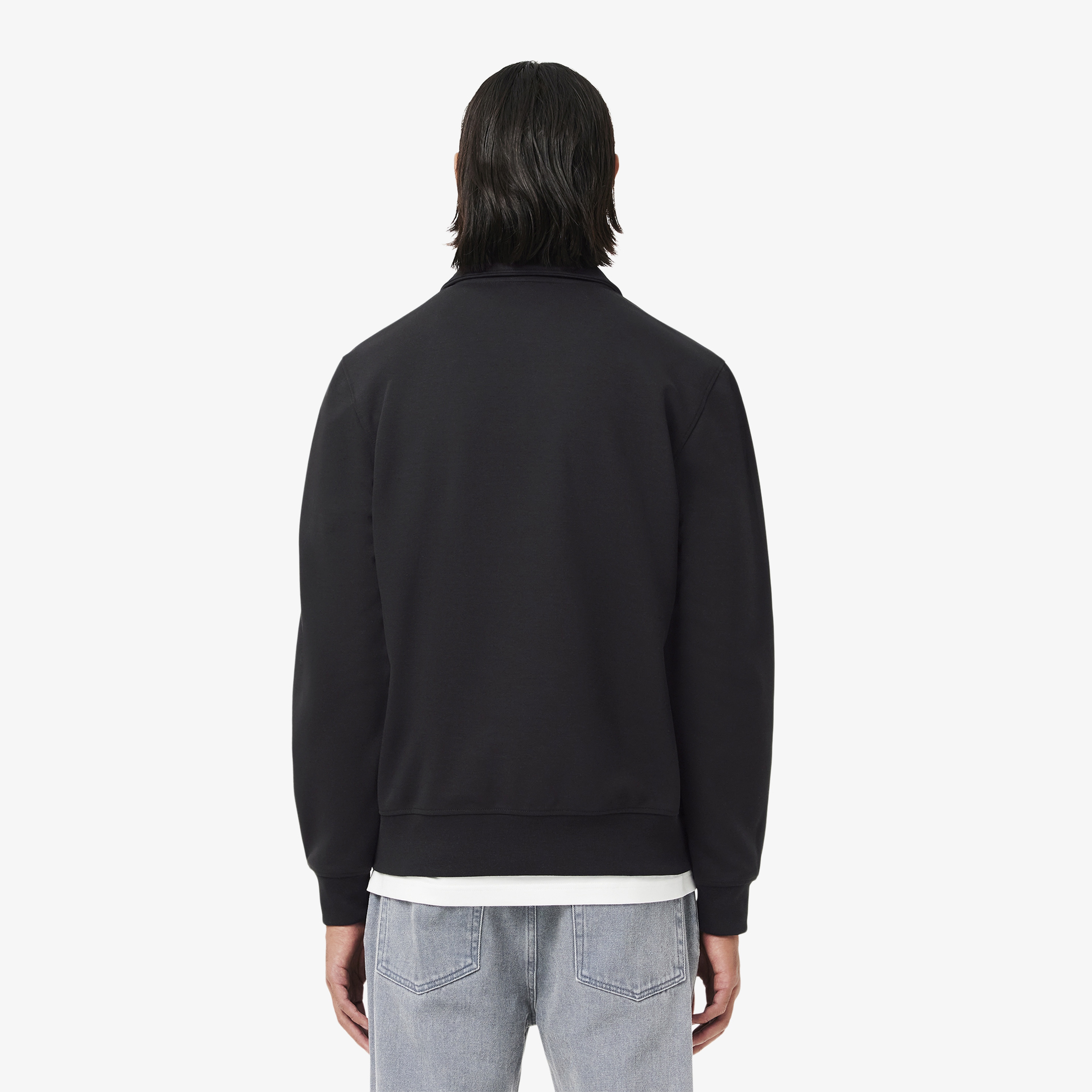 Erkek Classic Fit Yarım Fermuarlı Siyah Sweatshirt