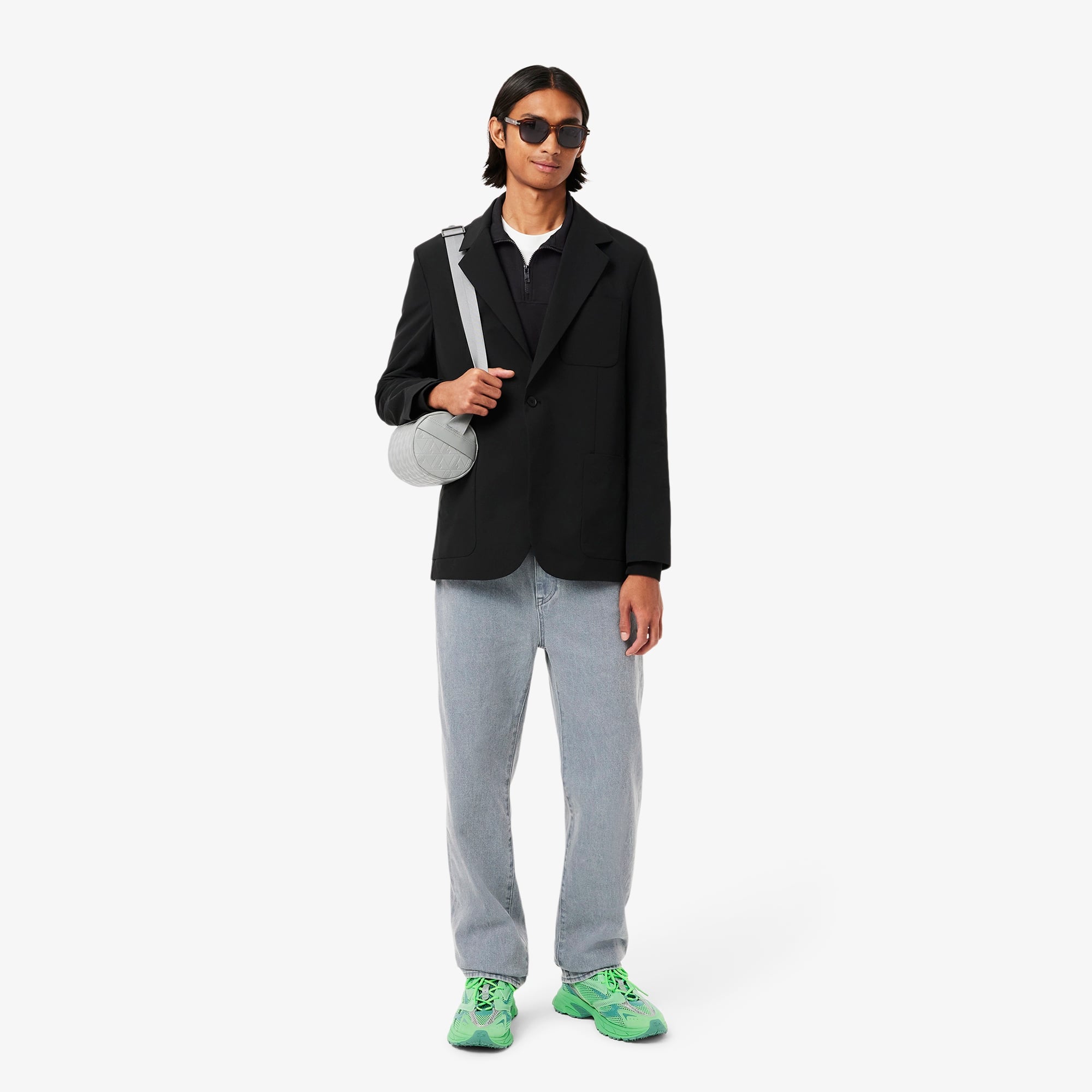 Erkek Classic Fit Yarım Fermuarlı Siyah Sweatshirt