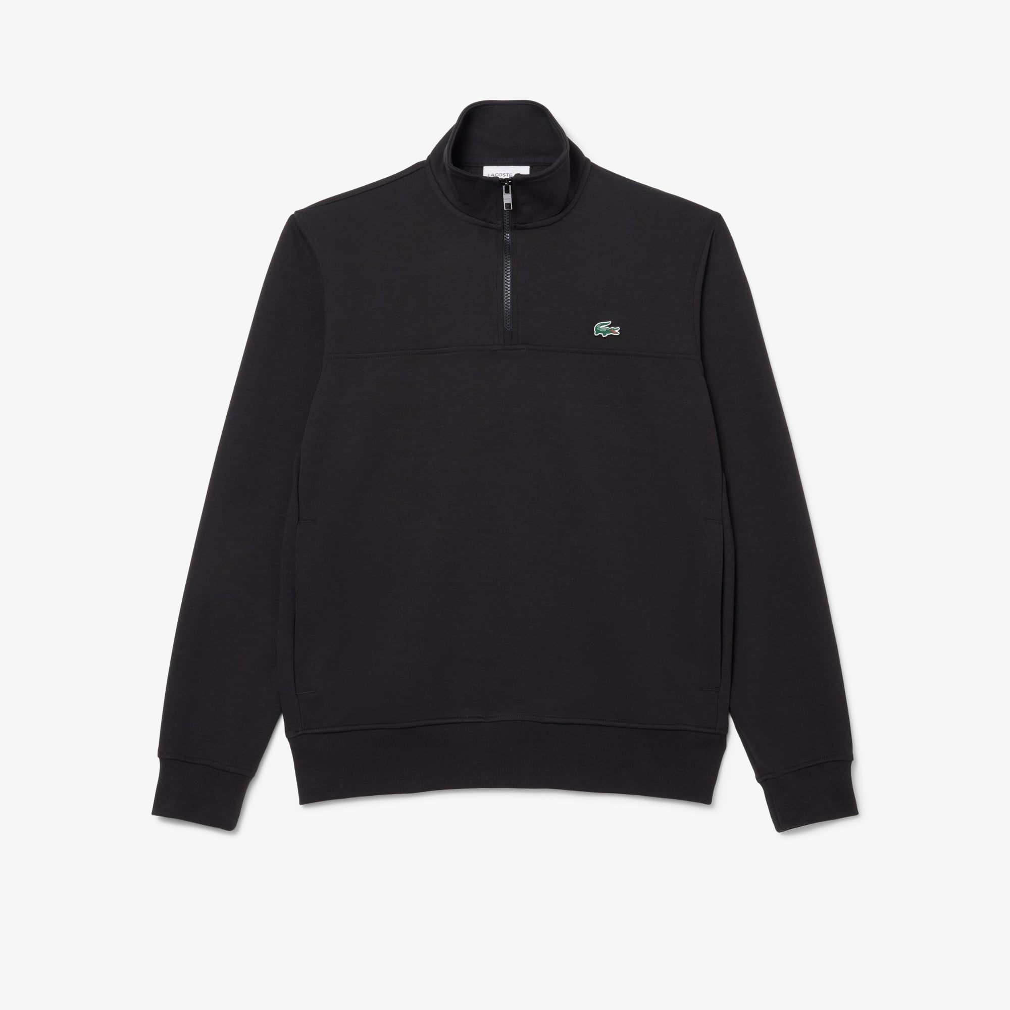 Lacoste Erkek Classic Fit Yarım Fermuarlı Siyah Sweatshirt görsel 4