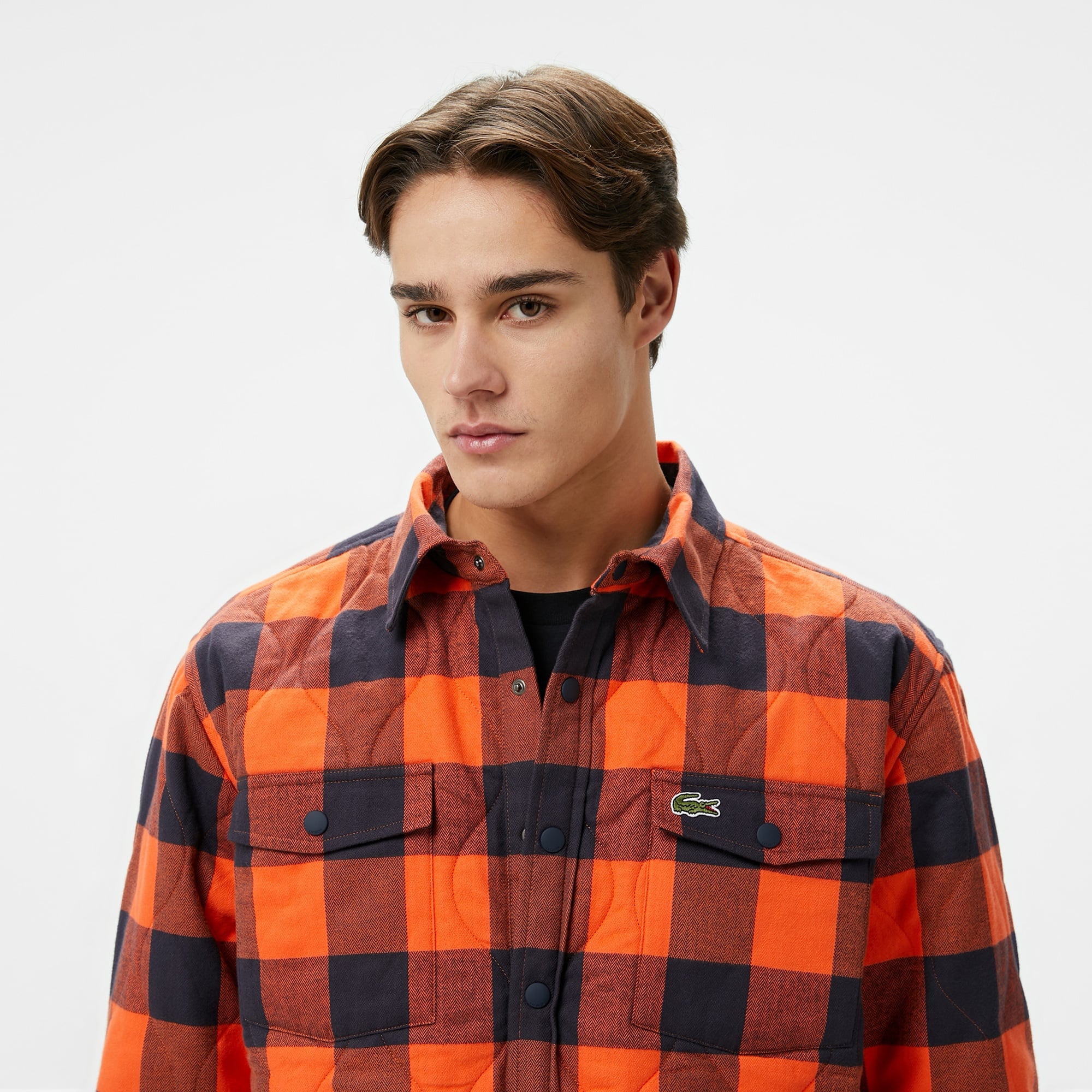 Lacoste Erkek Relaxed Fit Ekose Turuncu Gömlek