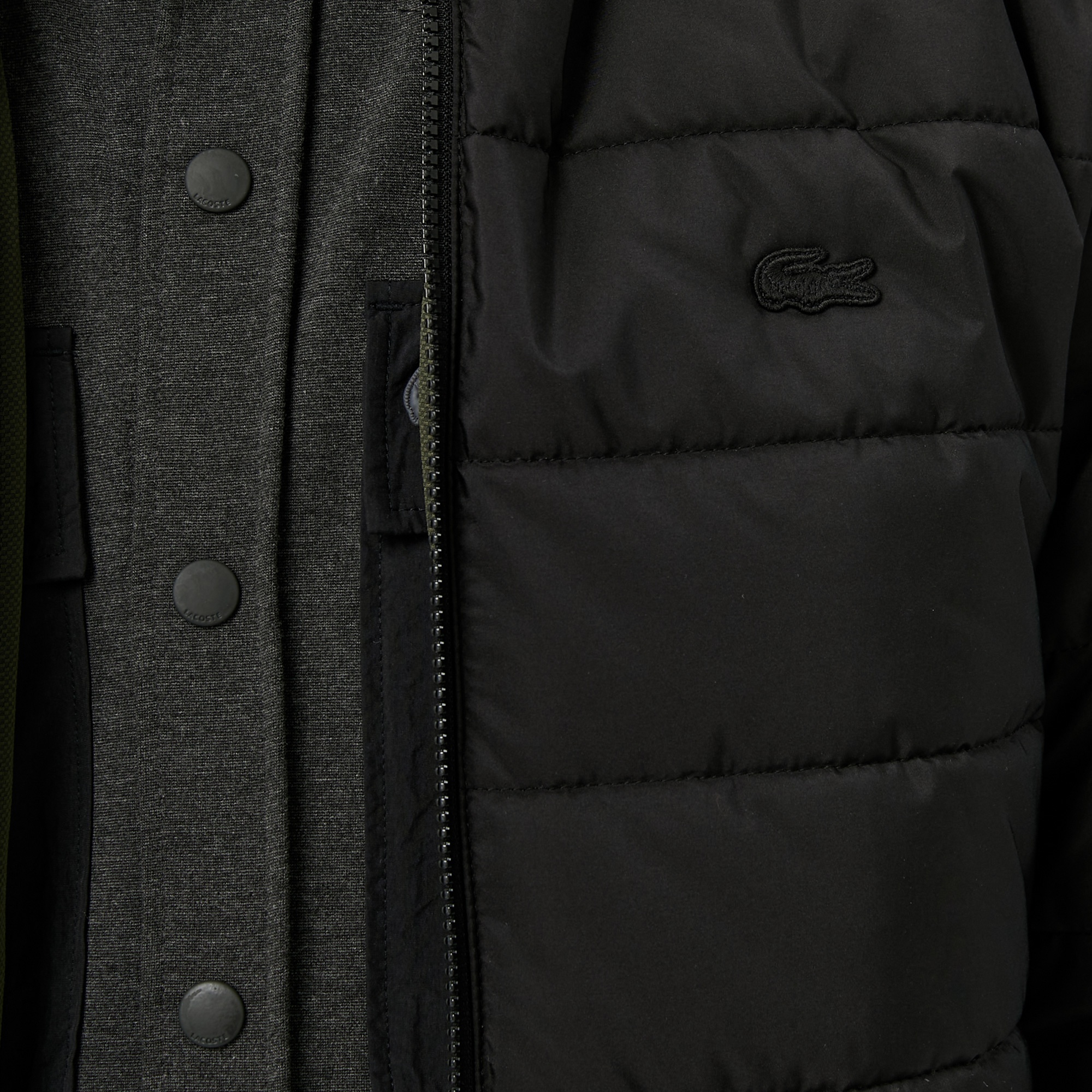 Lacoste Erkek Dik Yaka Çift Taraflı Siyah Mont