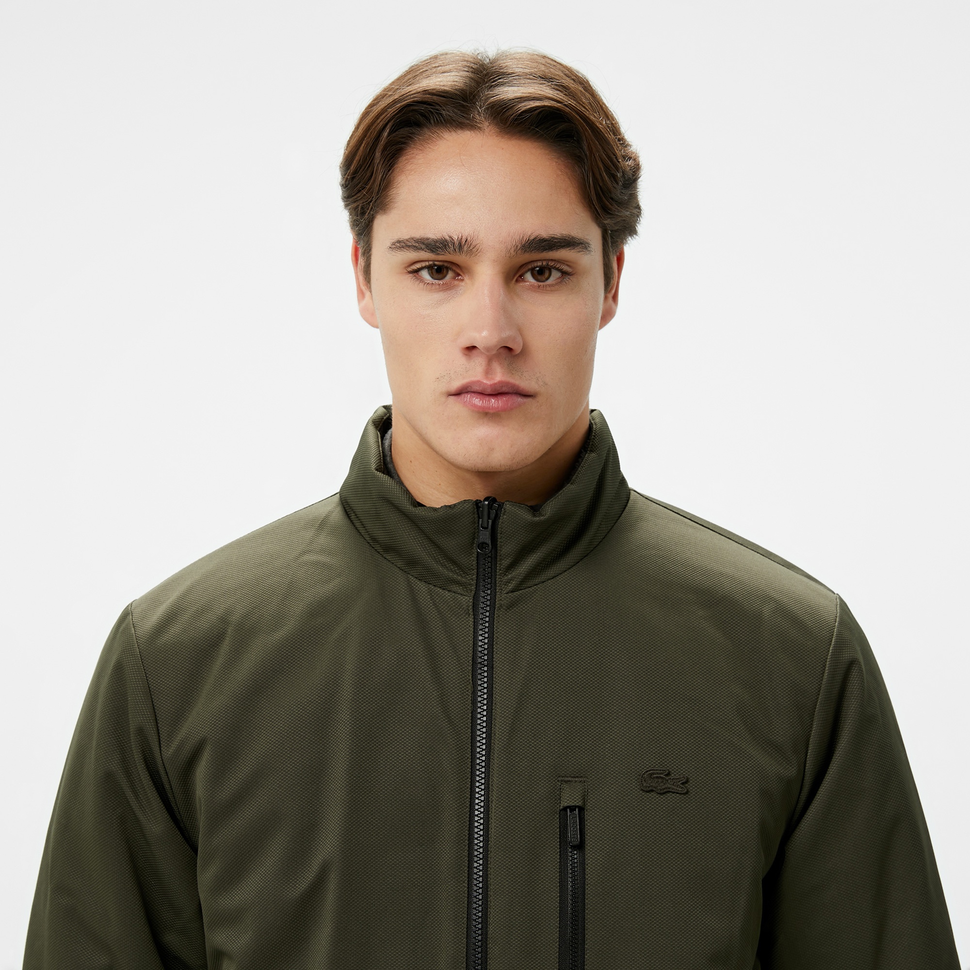 Lacoste Erkek Dik Yaka Çift Taraflı Siyah Mont