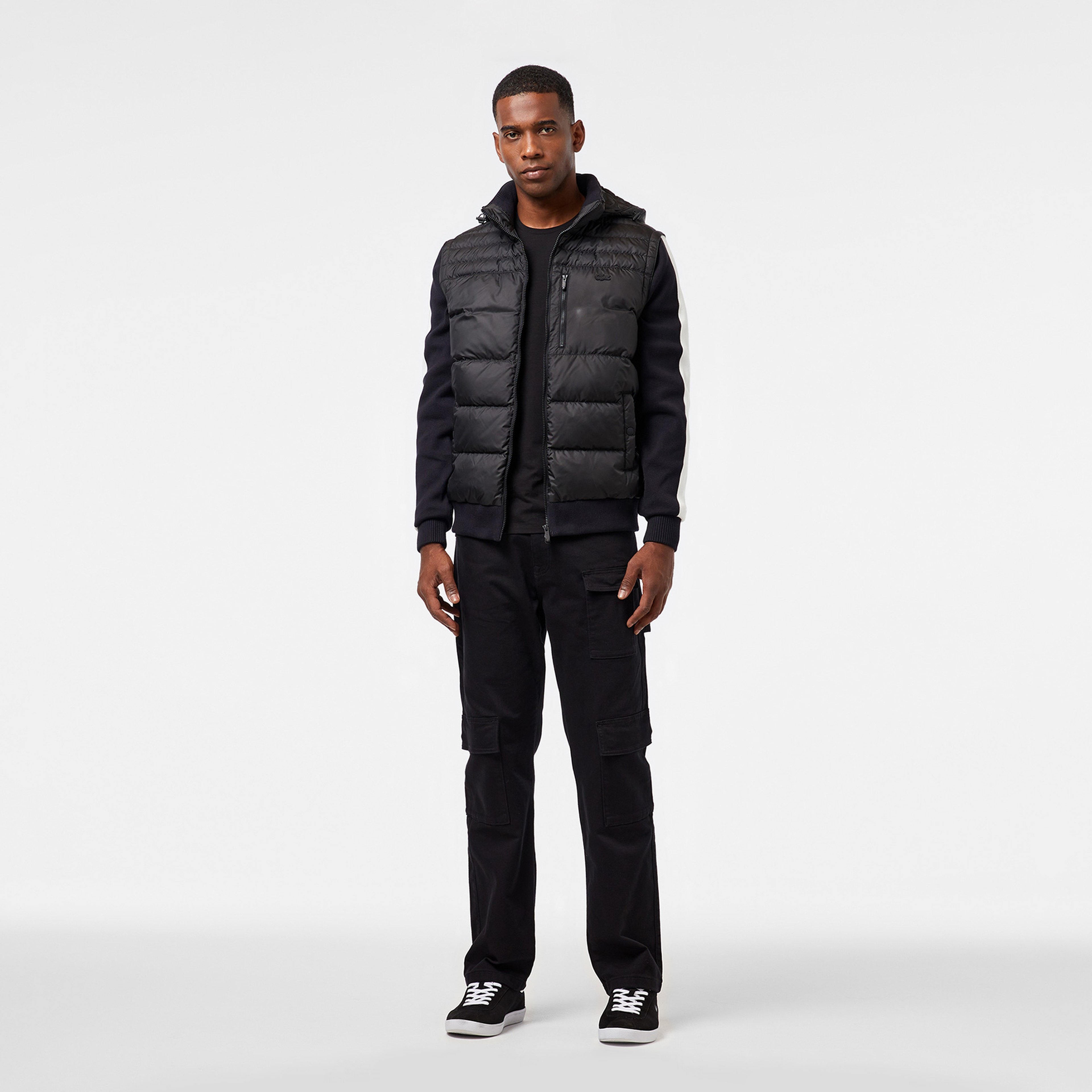 Erkek Kapüşonlu Siyah Mont