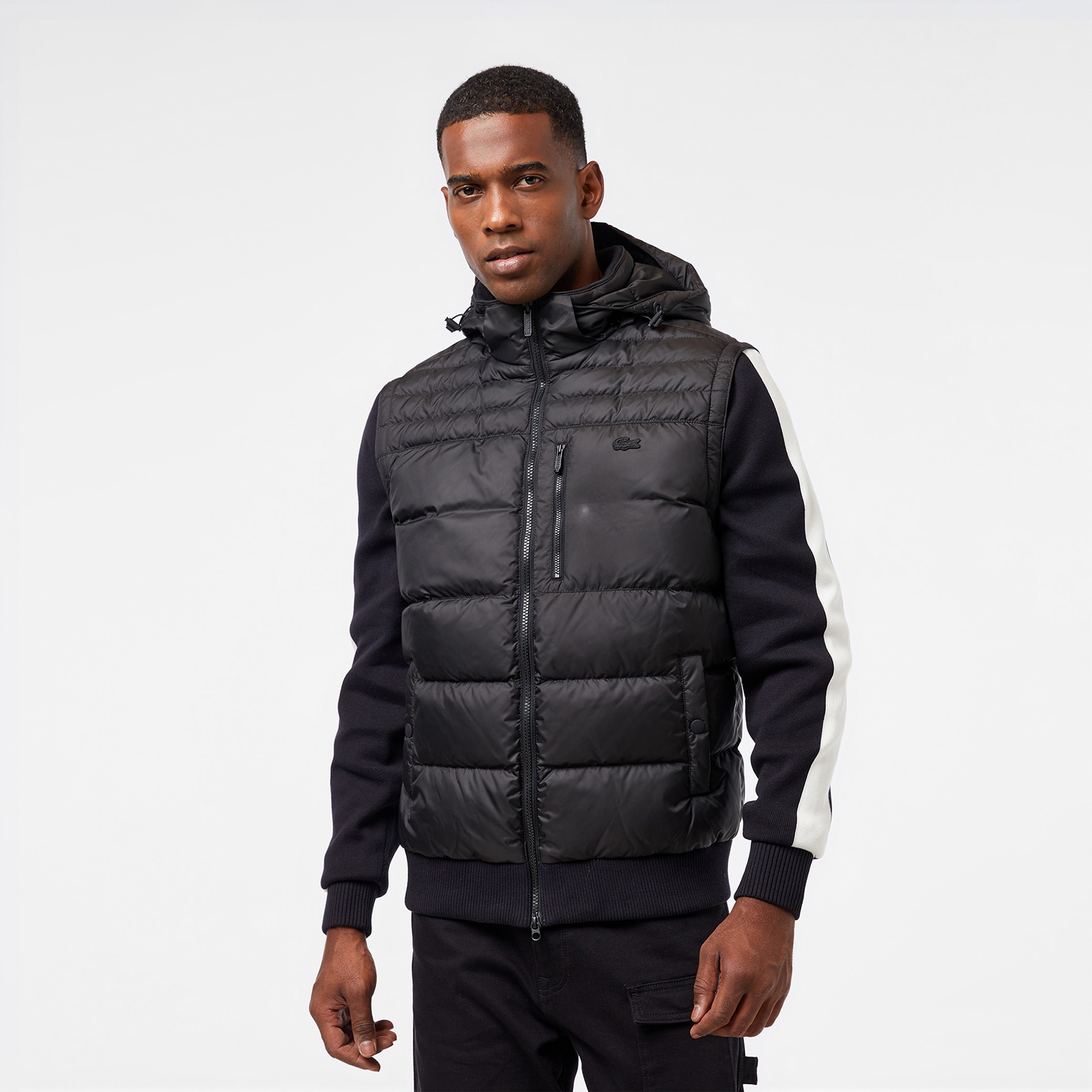 Erkek Kapüşonlu Siyah Mont