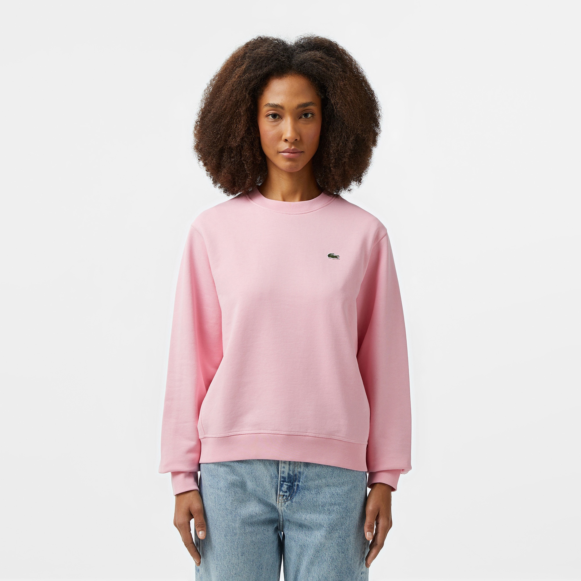 Lacoste Kadın Regular Fit Bisiklet Yaka Açık Pembe Sweatshirt