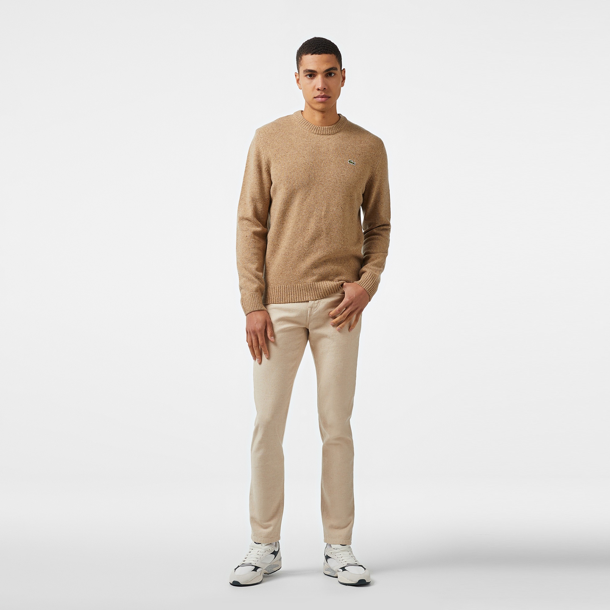 Lacoste Erkek Regular Fit Bisiklet Yaka Kahverengi Triko