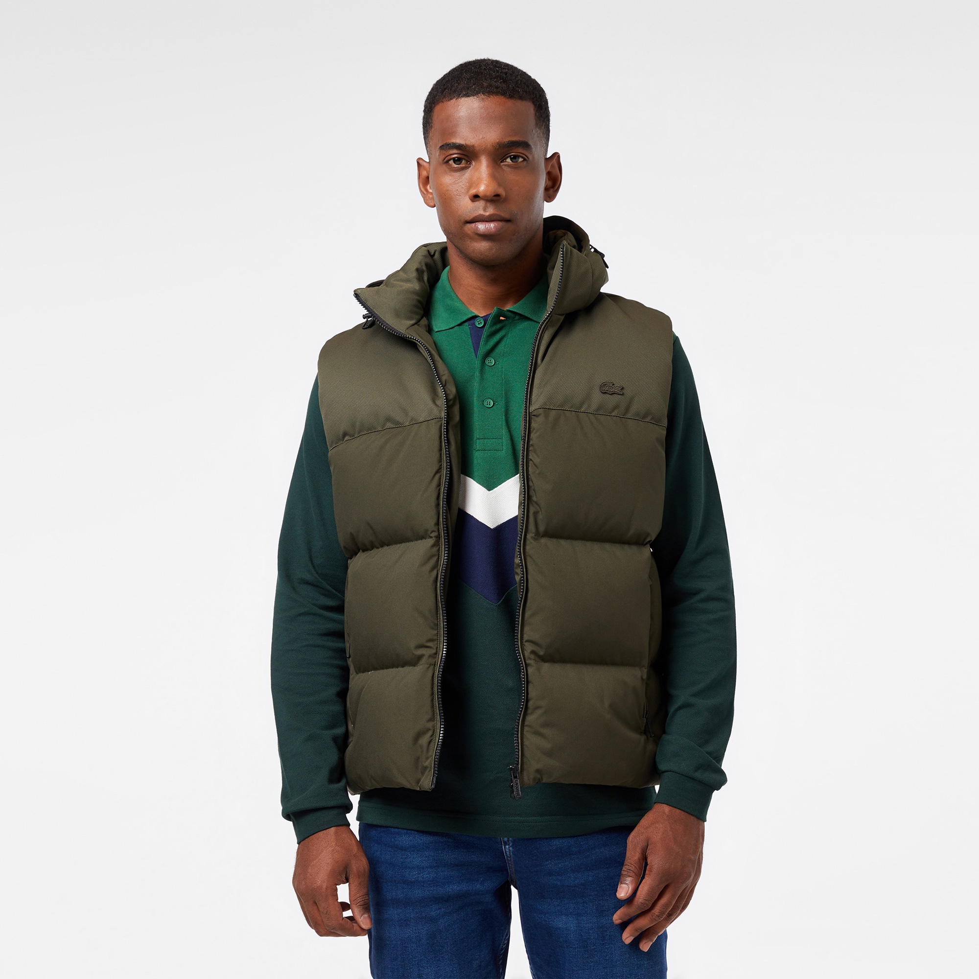 Lacoste Erkek Kapüşonlu Koyu Yeşil Şişme Yelek