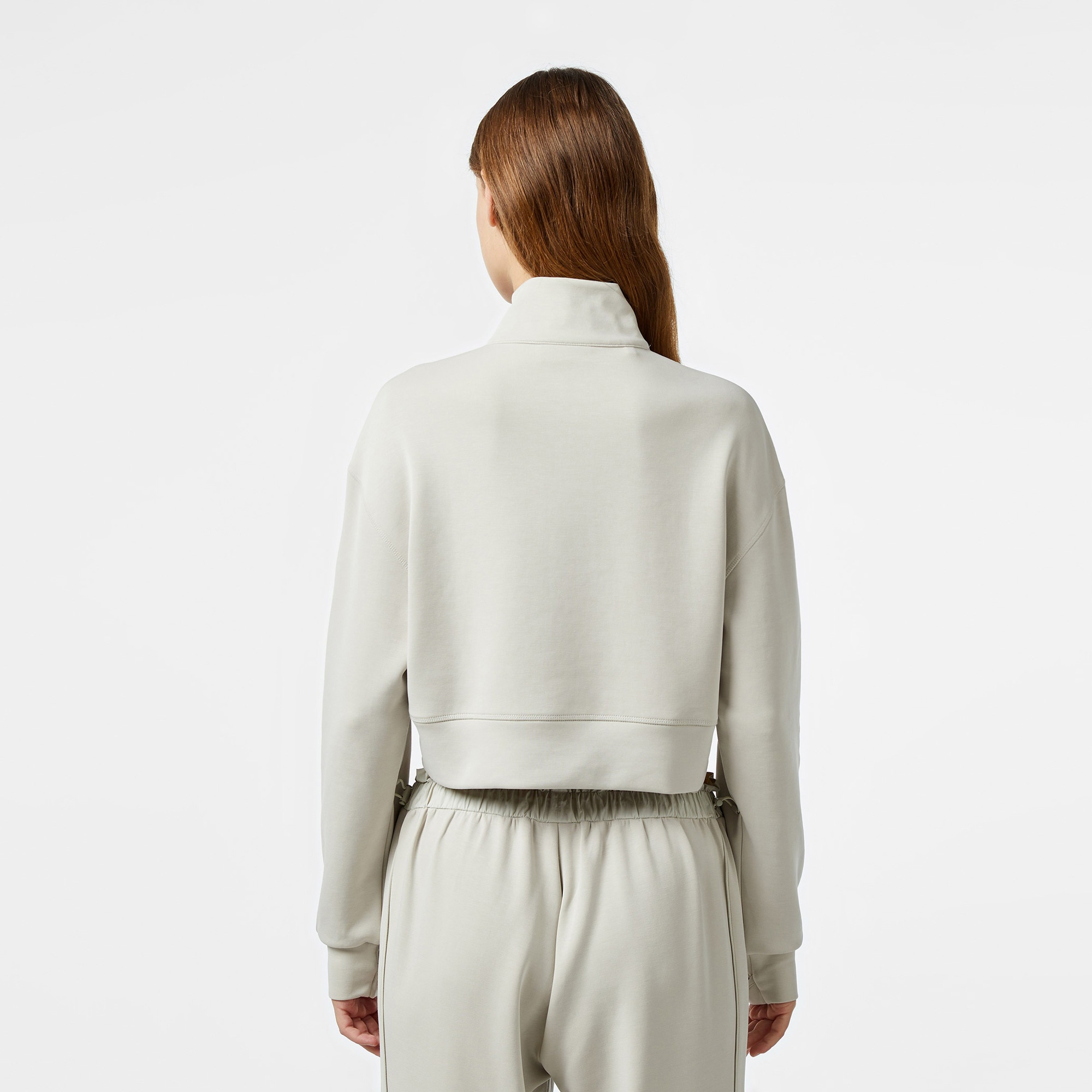 Lacoste Kadın Relaxed Fit Yarım Fermuarlı Gri Sweatshirt