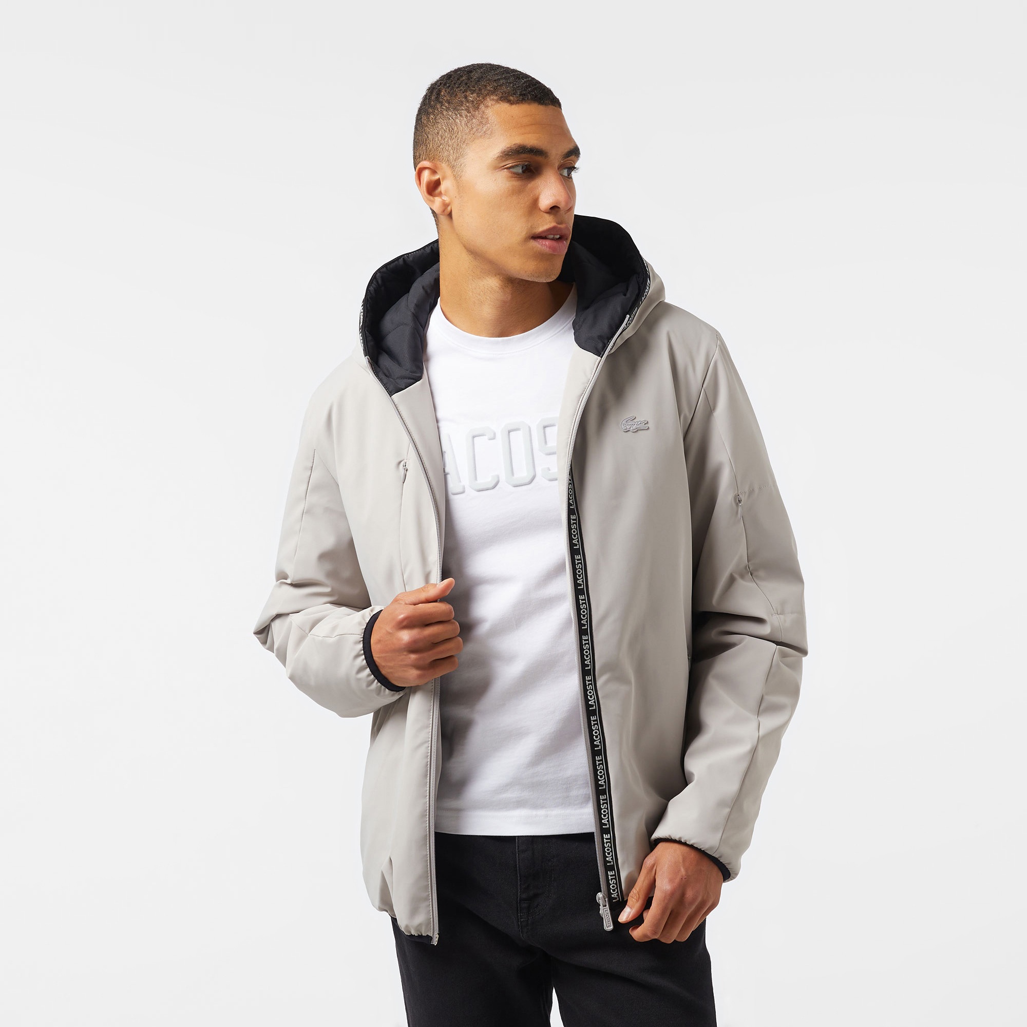 Lacoste Erkek Regular Fit Kapüşonlu Gri Mont