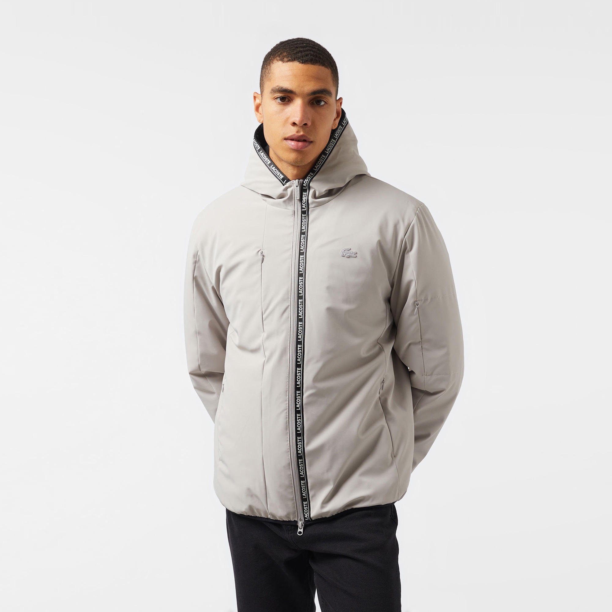 Lacoste Erkek Regular Fit Kapüşonlu Gri Mont