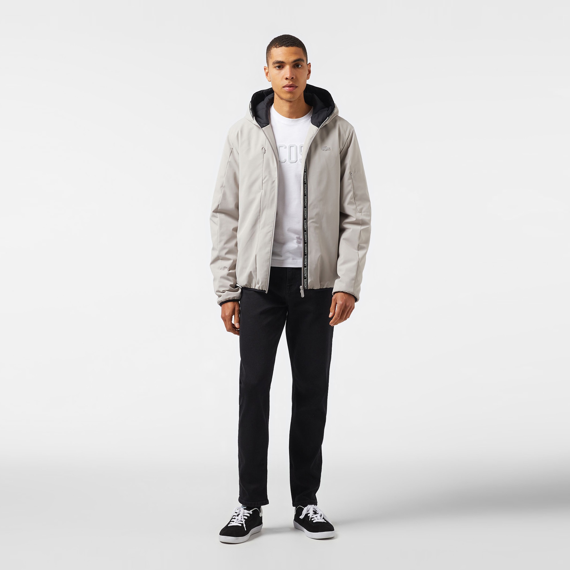 Lacoste Erkek Regular Fit Kapüşonlu Gri Mont