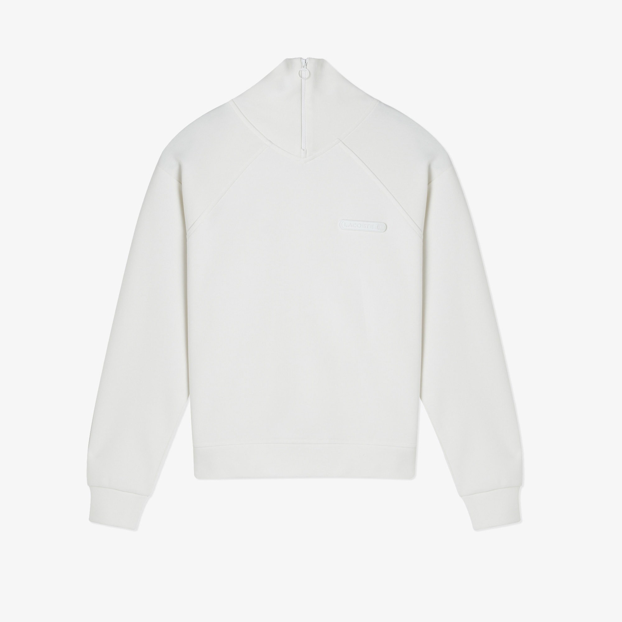 Lacoste Kadın Regular Fit Fermuarlı Dik Yaka Beyaz Sweatshirt