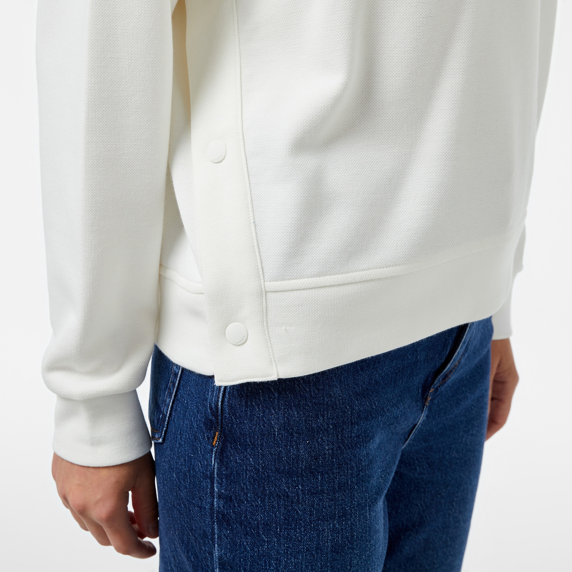 Lacoste Kadın Regular Fit Fermuarlı Dik Yaka Beyaz Sweatshirt