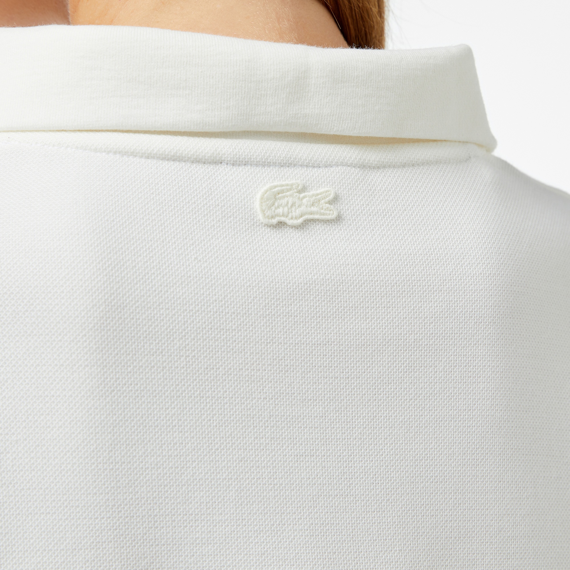 Lacoste Kadın Regular Fit Fermuarlı Dik Yaka Beyaz Sweatshirt