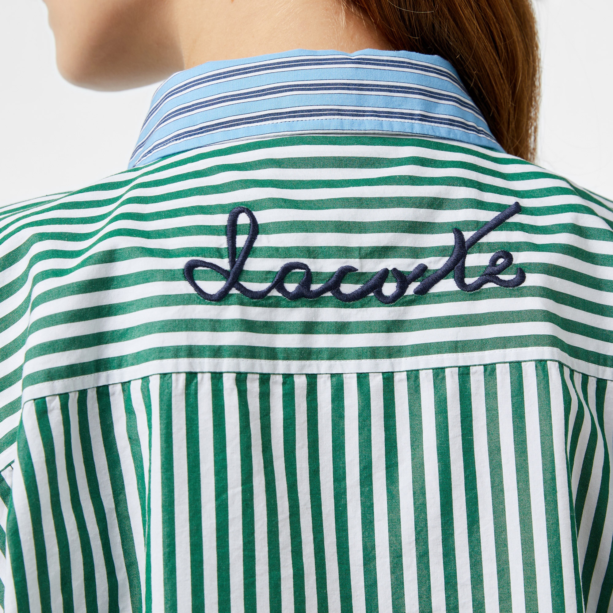 Lacoste Kadın Loose Fit Çizgili Renkli Gömlek