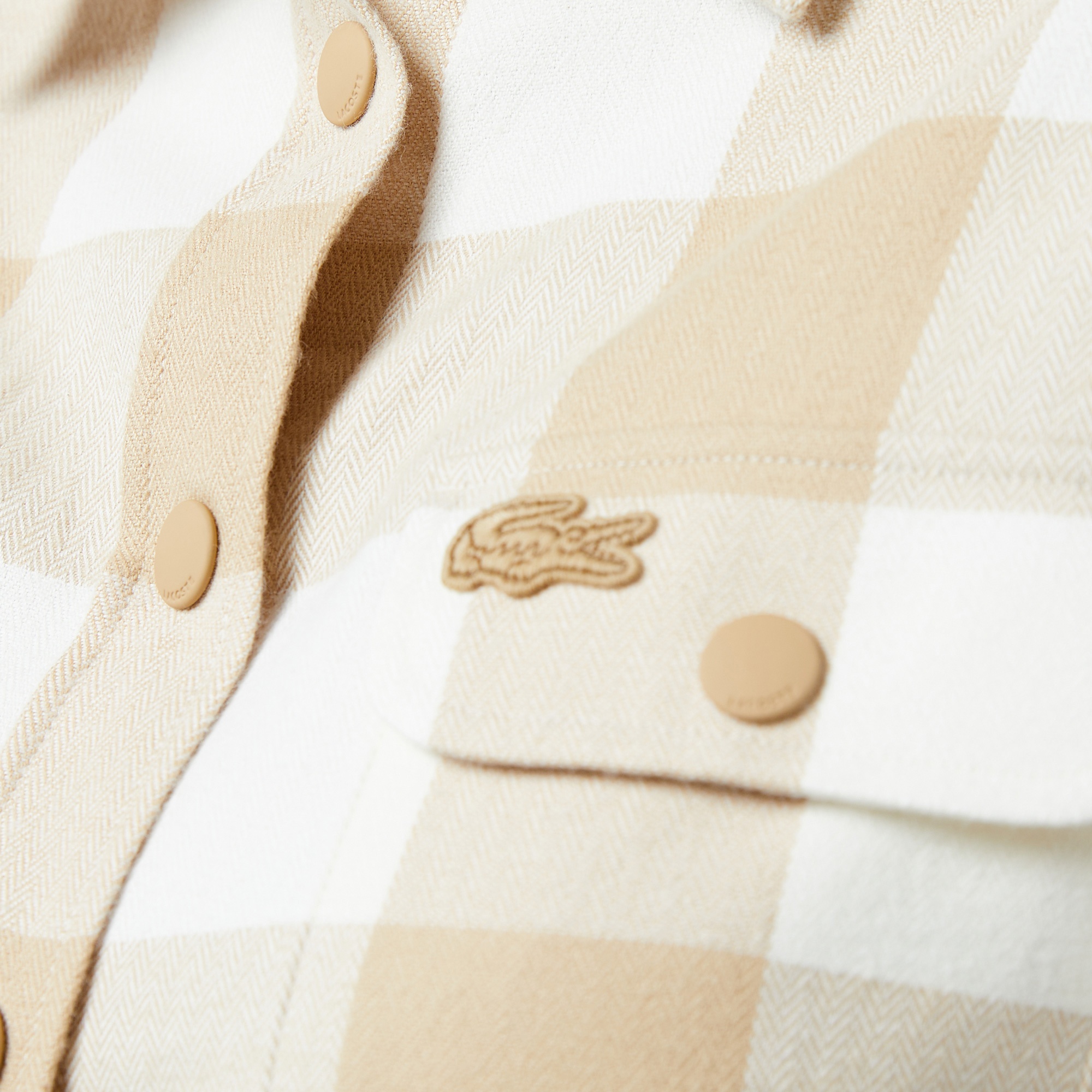 Lacoste Kadın Regular Fit Ekose Bej Gömlek