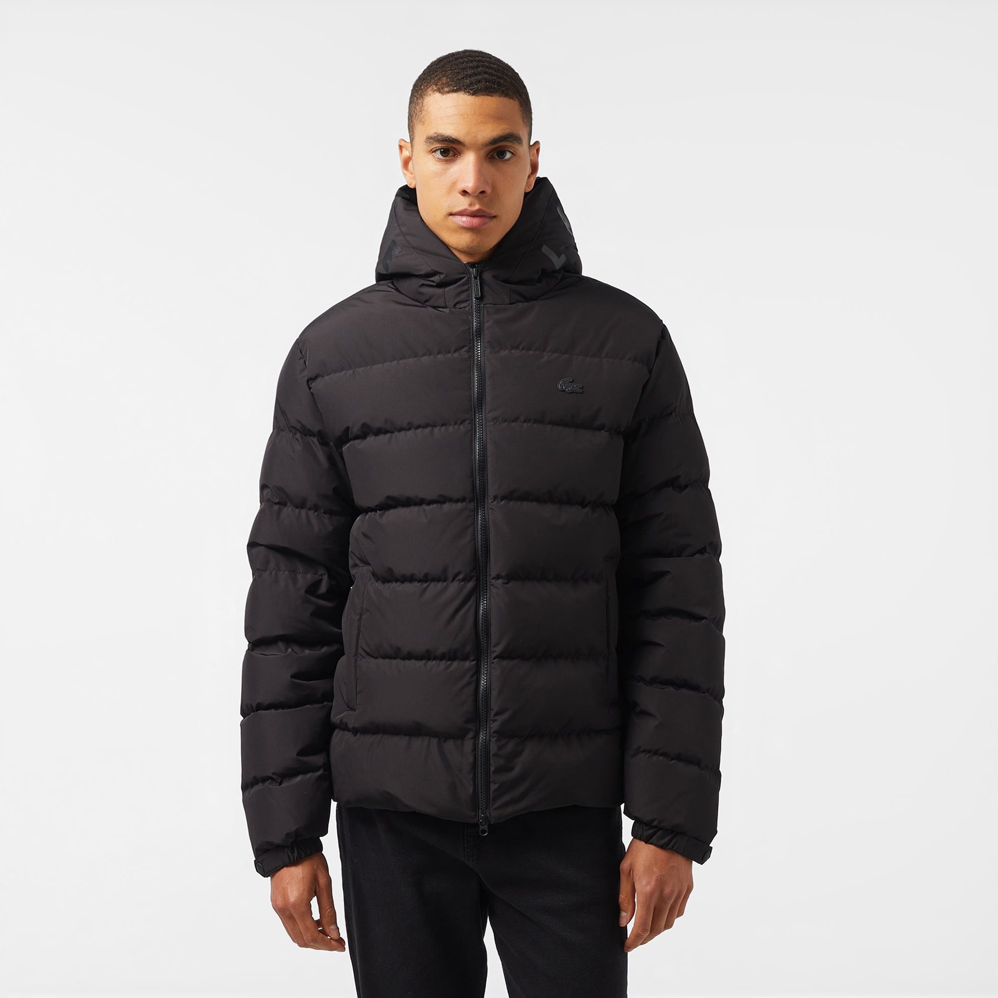 Lacoste Erkek Regular Fit Kapüşonlu Siyah Şişme Mont