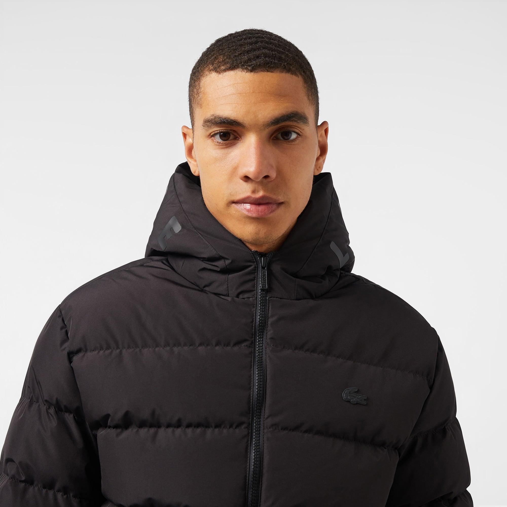 Lacoste Erkek Regular Fit Kapüşonlu Siyah Şişme Mont