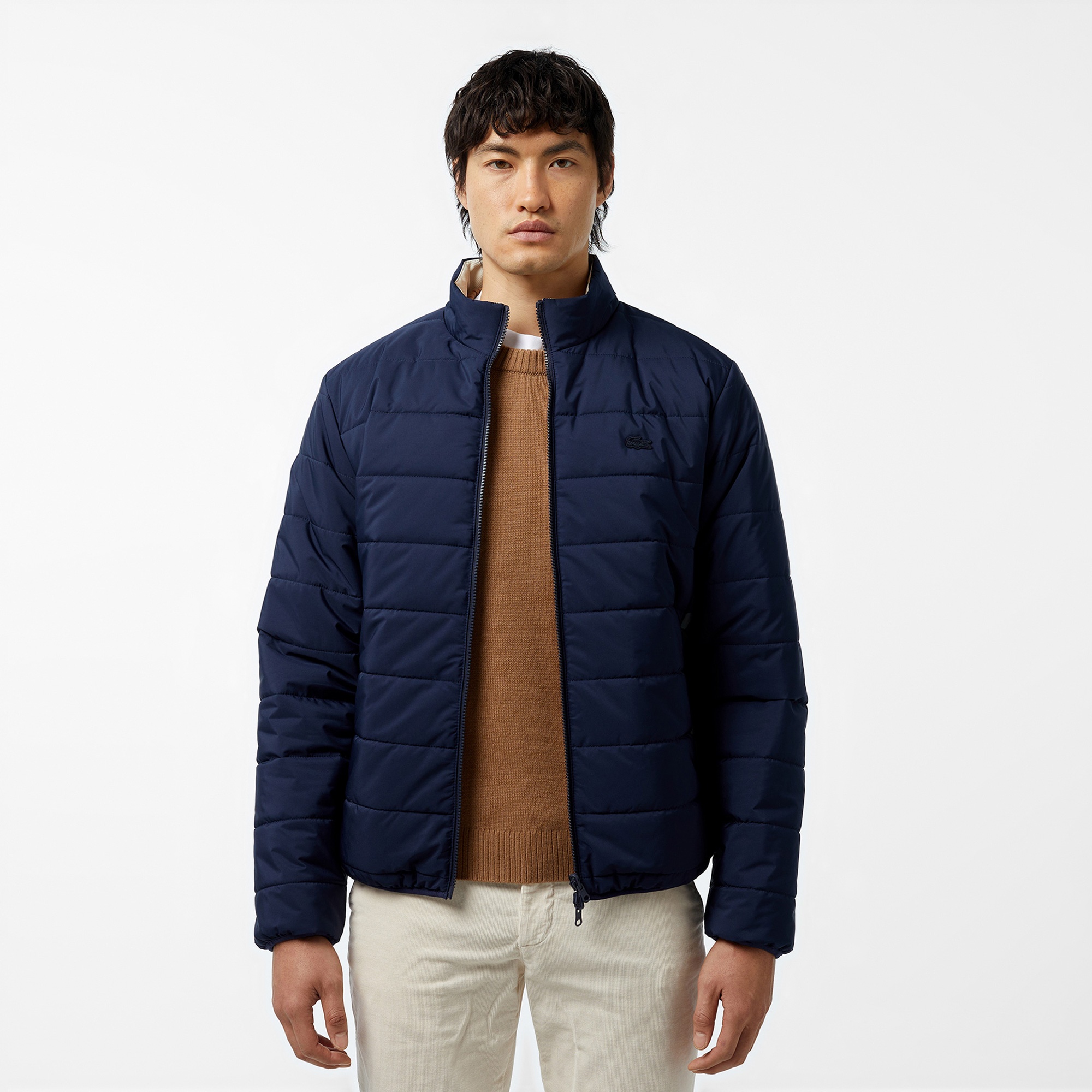 Lacoste Erkek Regular Fit Dik Yaka Çift Taraflı Lacivert Mont