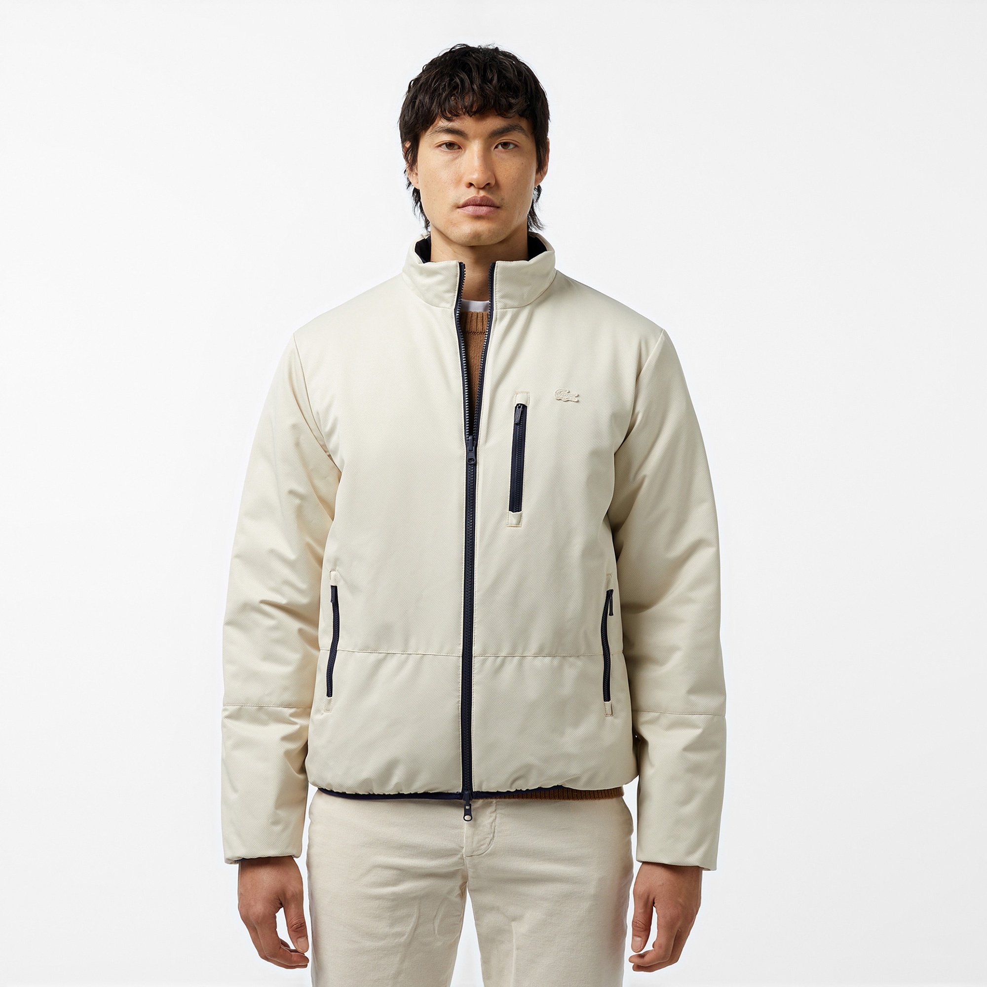 Lacoste Erkek Regular Fit Dik Yaka Çift Taraflı Lacivert Mont