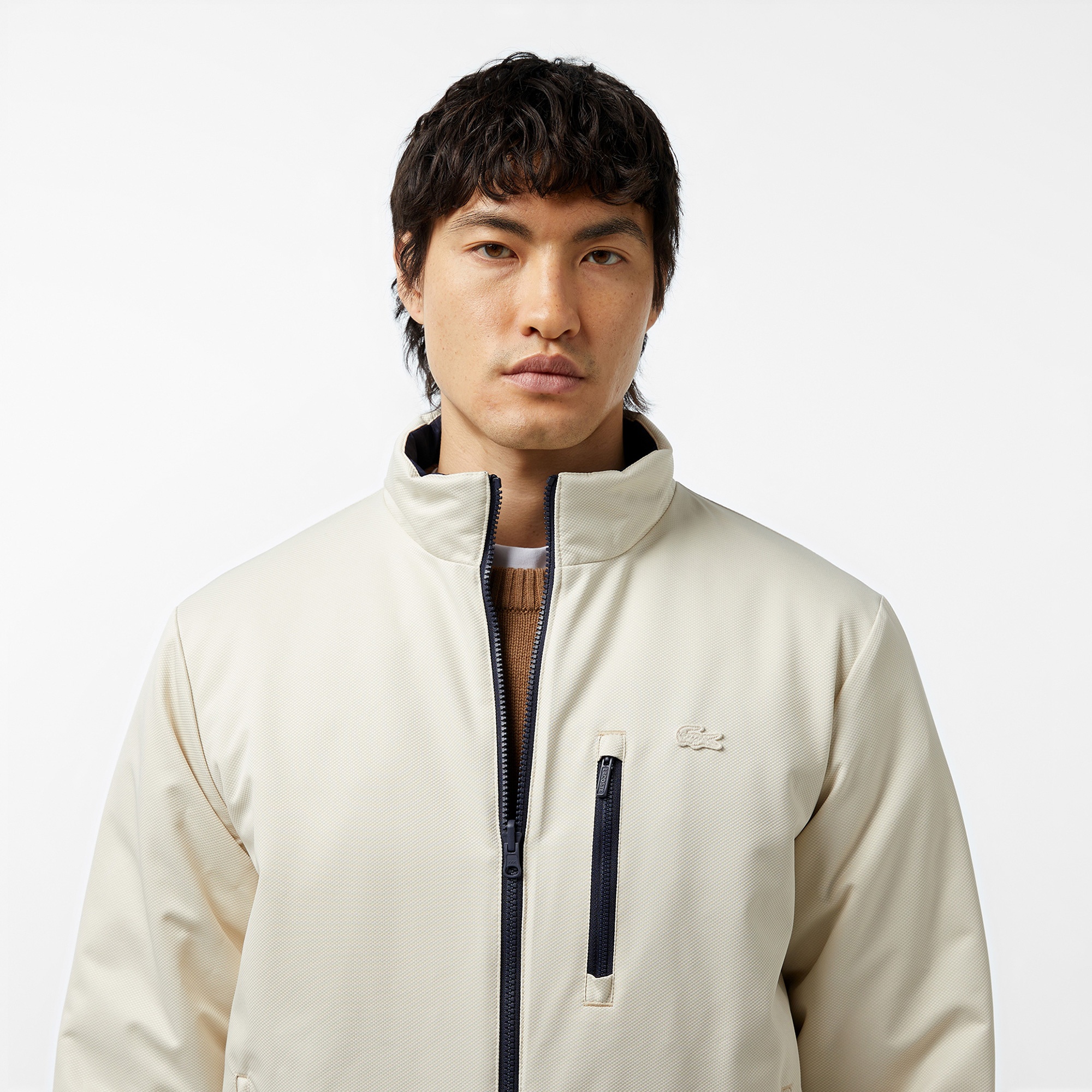 Lacoste Erkek Regular Fit Dik Yaka Çift Taraflı Lacivert Mont