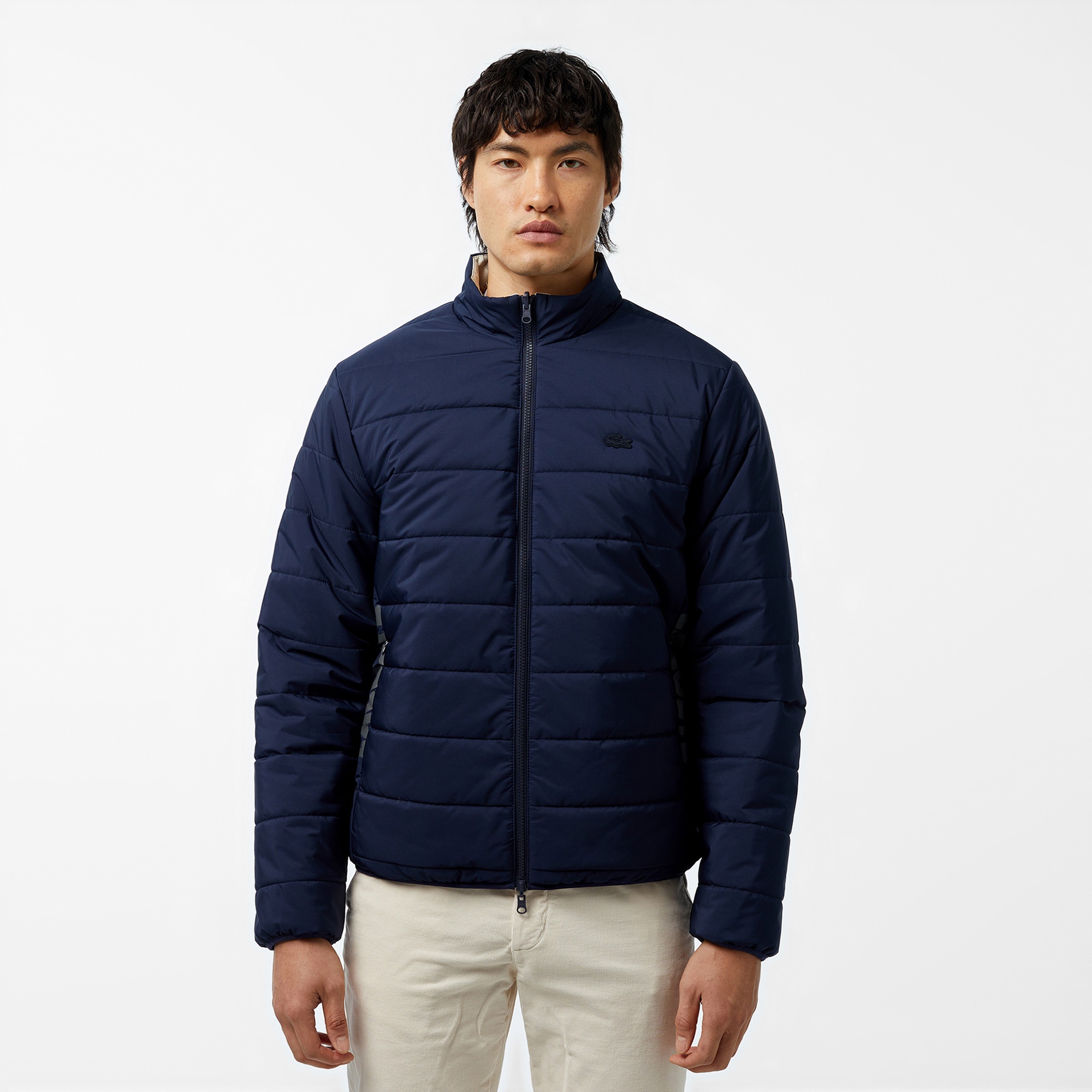 Lacoste Erkek Regular Fit Dik Yaka Çift Taraflı Lacivert Mont