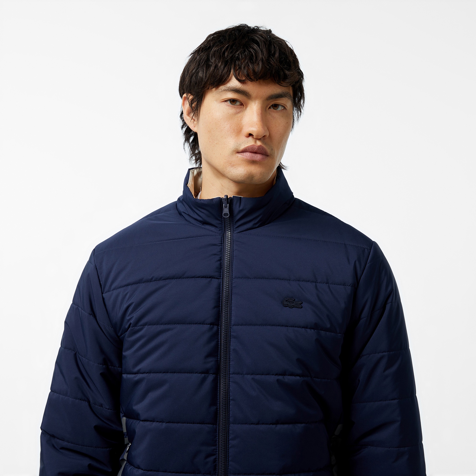 Lacoste Erkek Regular Fit Dik Yaka Çift Taraflı Lacivert Mont