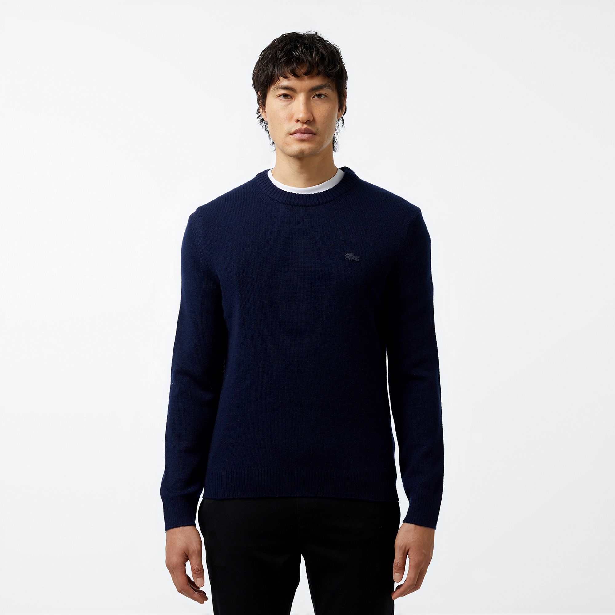 Lacoste Erkek Regular Fit Bisiklet Yaka Lacivert Triko