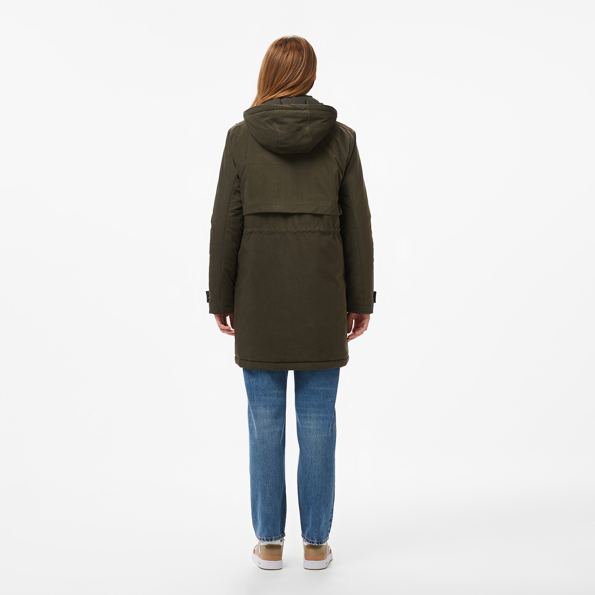 Lacoste Kadın Relaxed Fit Kapüşonlu Haki Mont