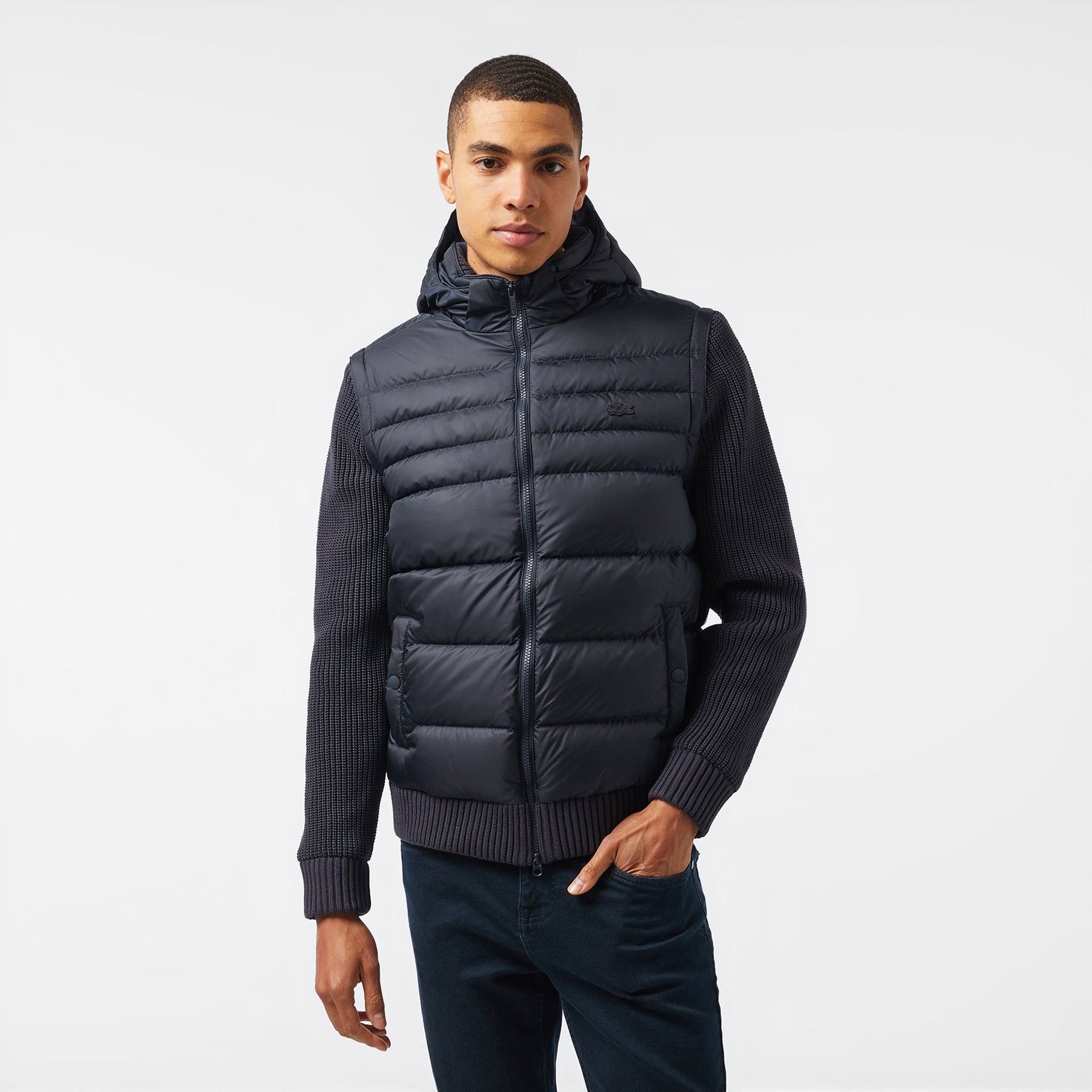 Lacoste Erkek Kapüşonlu Lacivert Mont