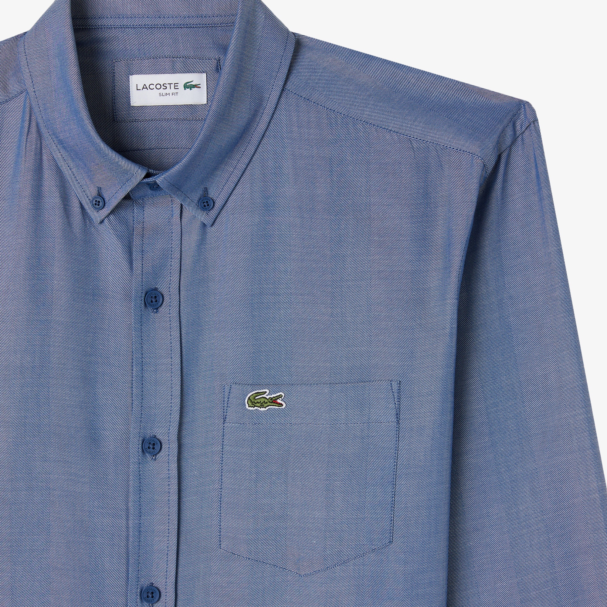 Lacoste Erkek Slim Fit Düğmeli Yaka Koyu Mavi Gömlek