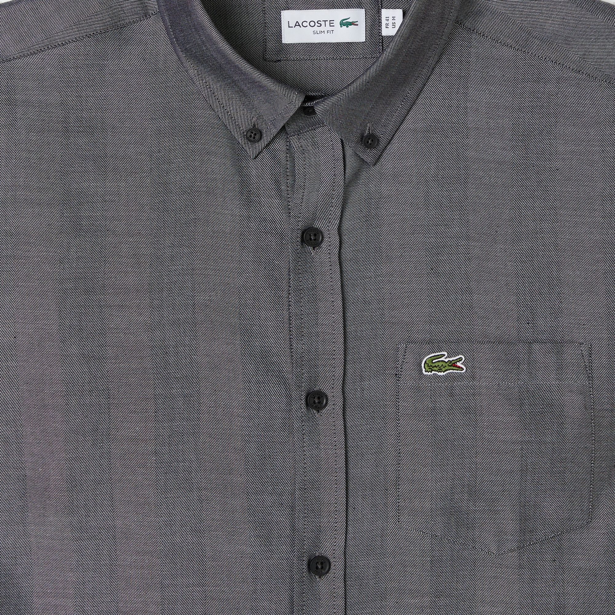 Lacoste Erkek Slim Fit Düğmeli Yaka Gri Gömlek