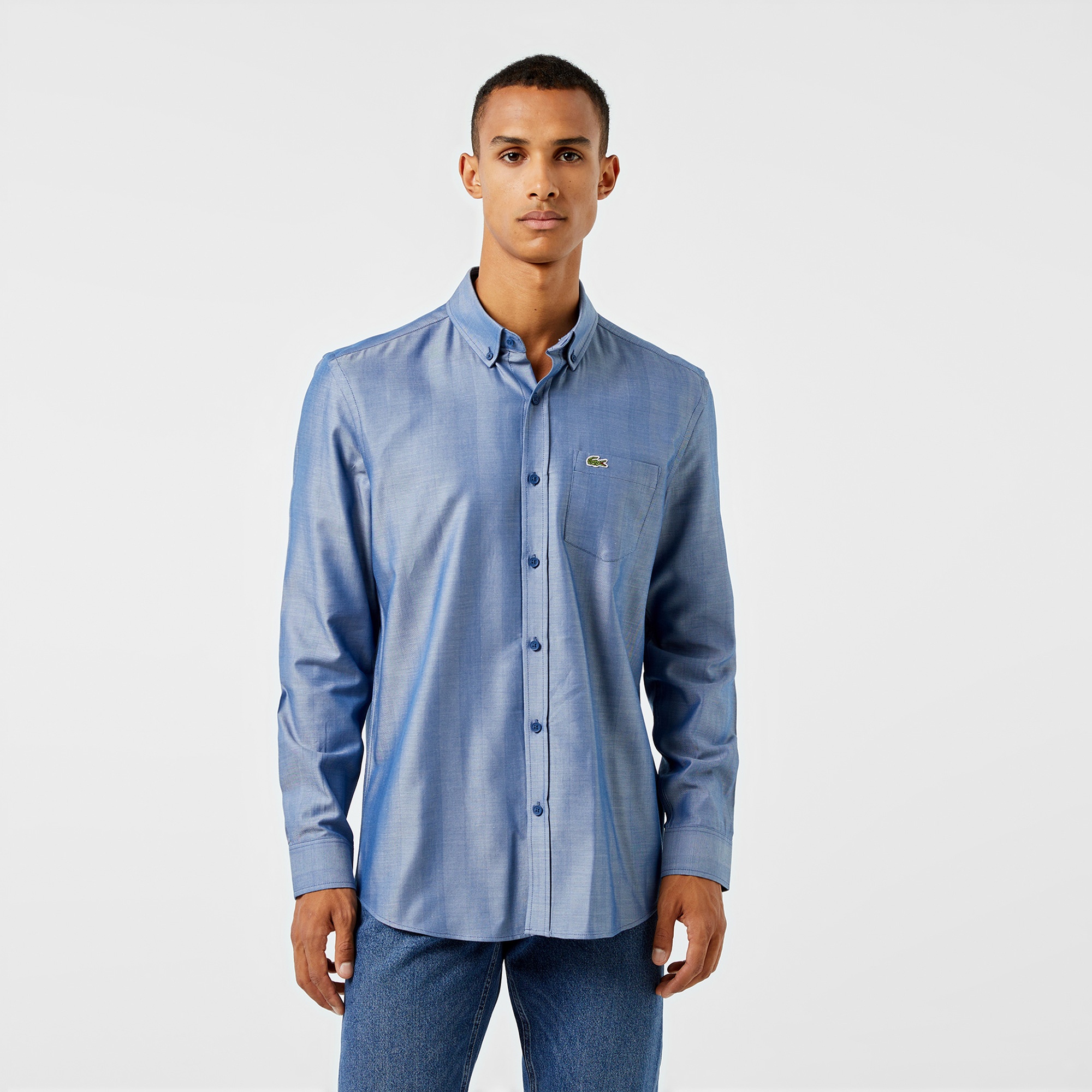 Lacoste Erkek Slim Fit Düğmeli Yaka Koyu Mavi Gömlek