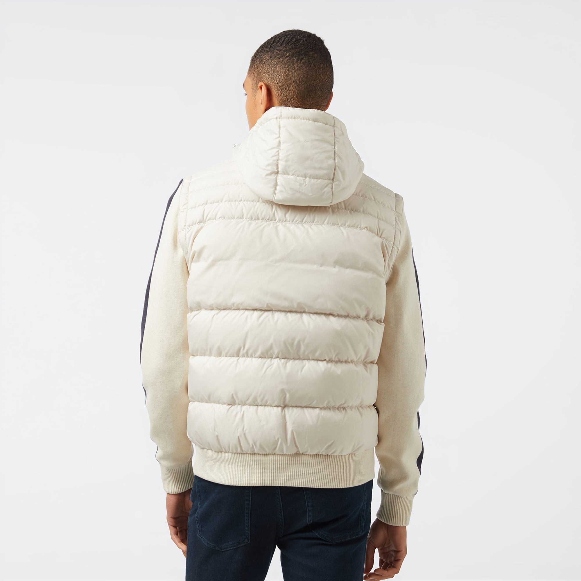 Erkek Kapüşonlu Krem Mont