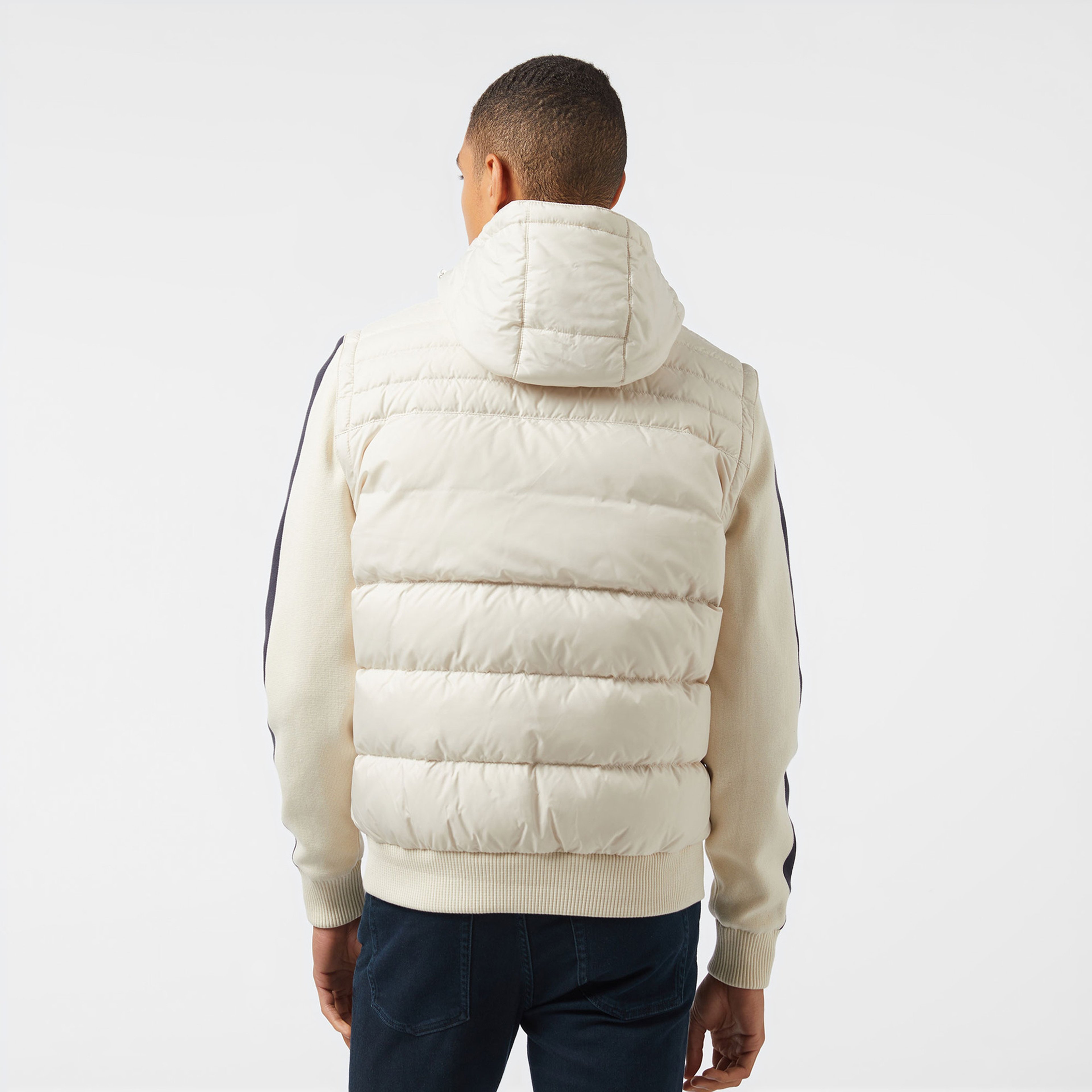 Erkek Kapüşonlu Krem Mont