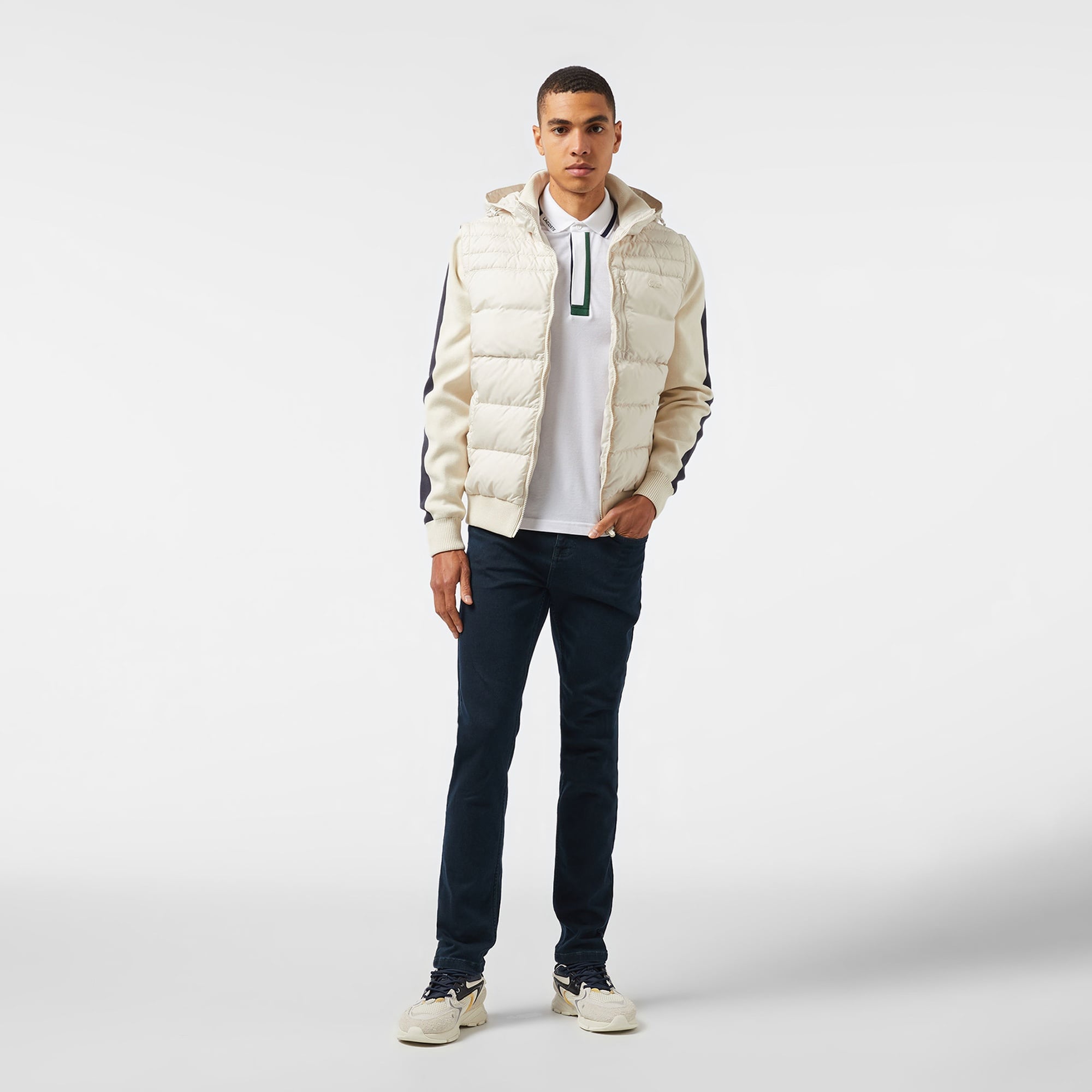 Erkek Kapüşonlu Krem Mont