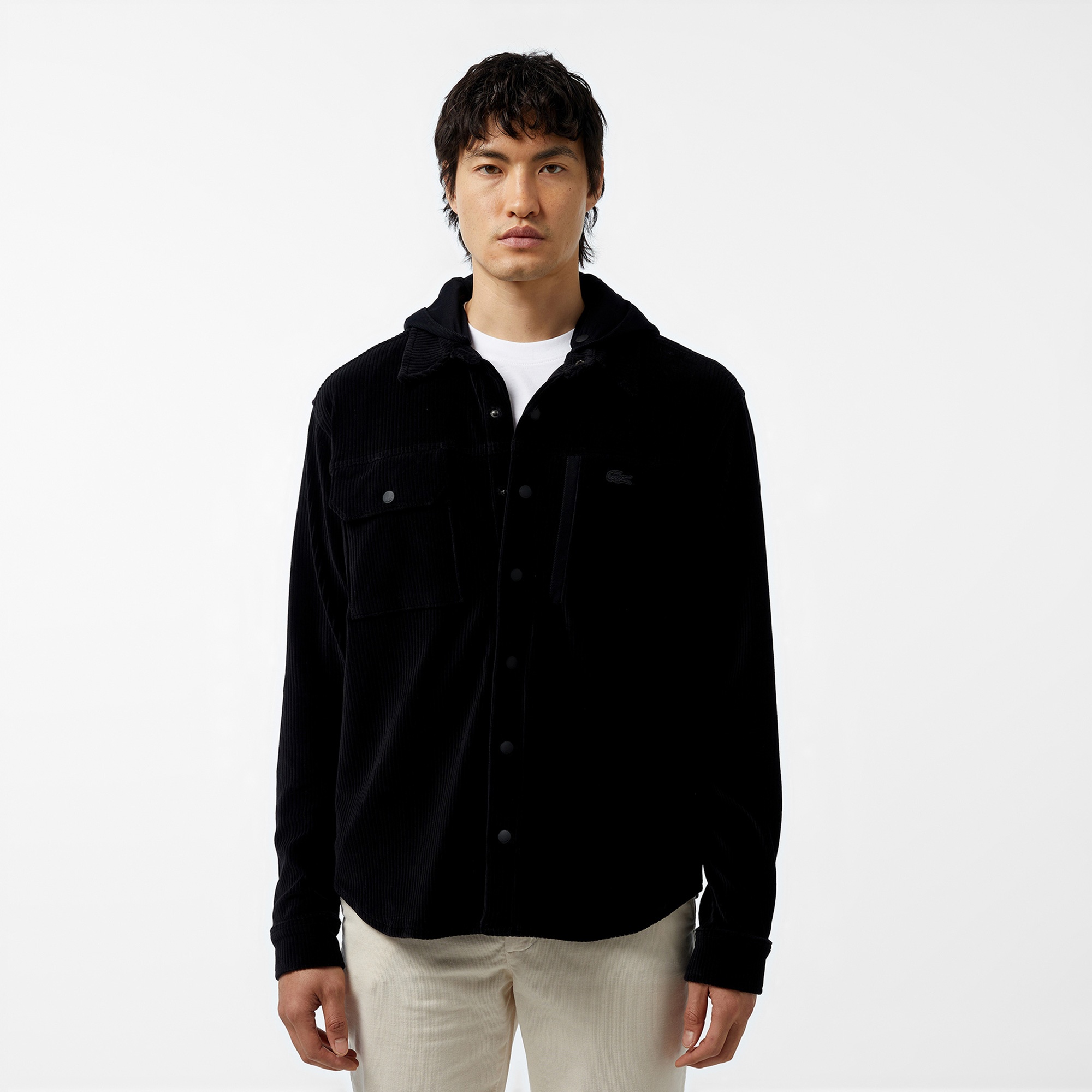 Lacoste Erkek Relaxed Fit Kapüşonlu Siyah Gömlek