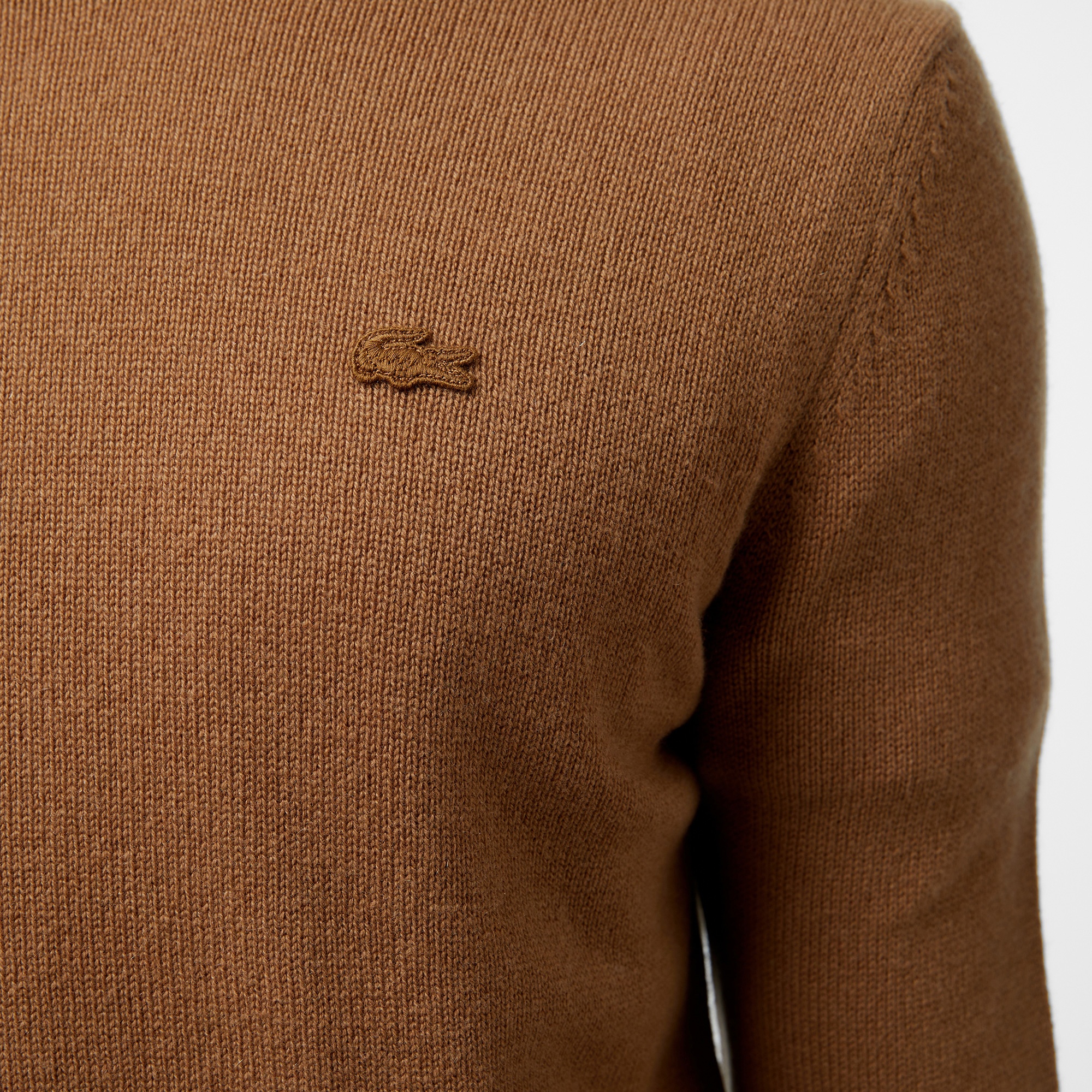 Lacoste Erkek Regular Fit Bisiklet Yaka Kahverengi Triko