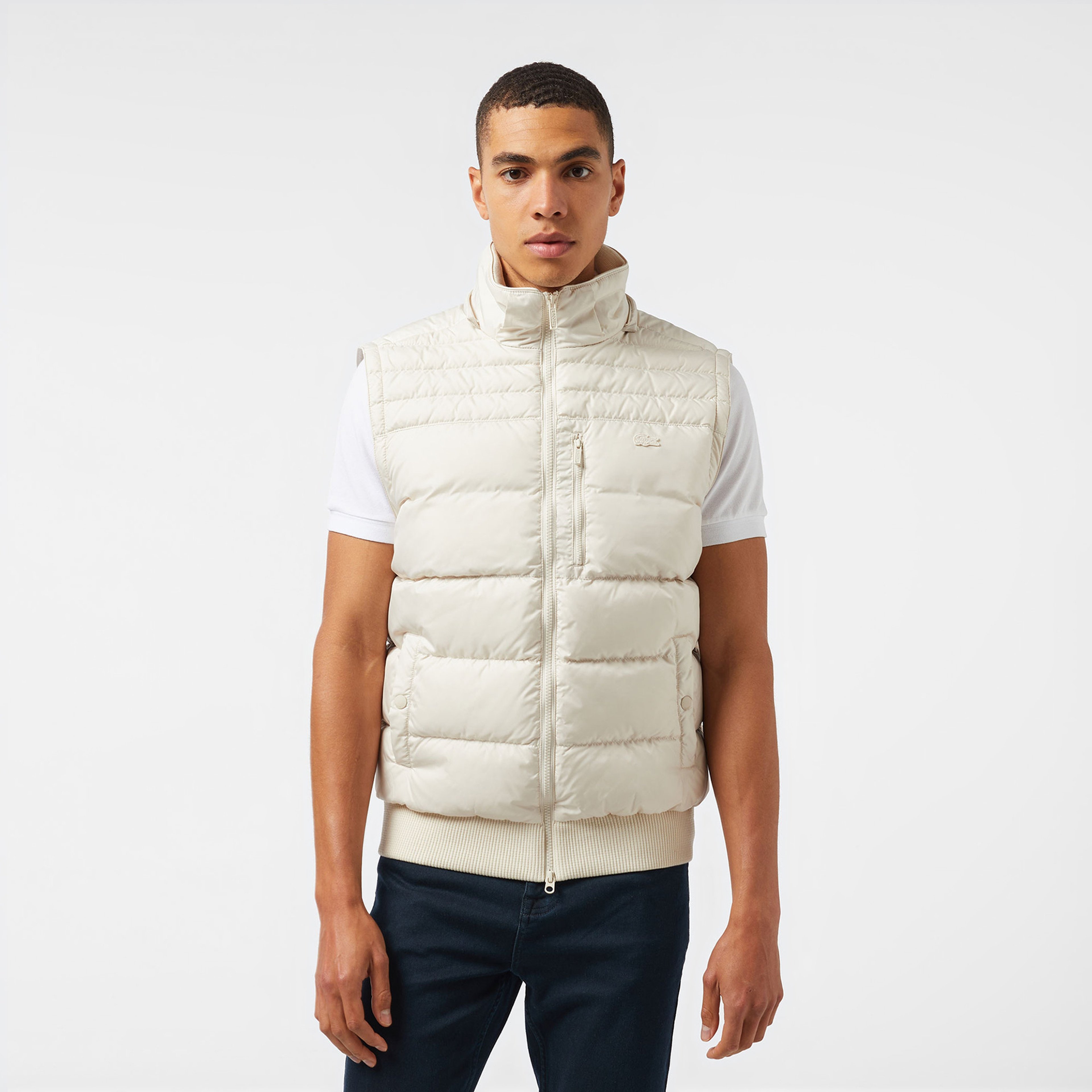 Erkek Kapüşonlu Krem Mont