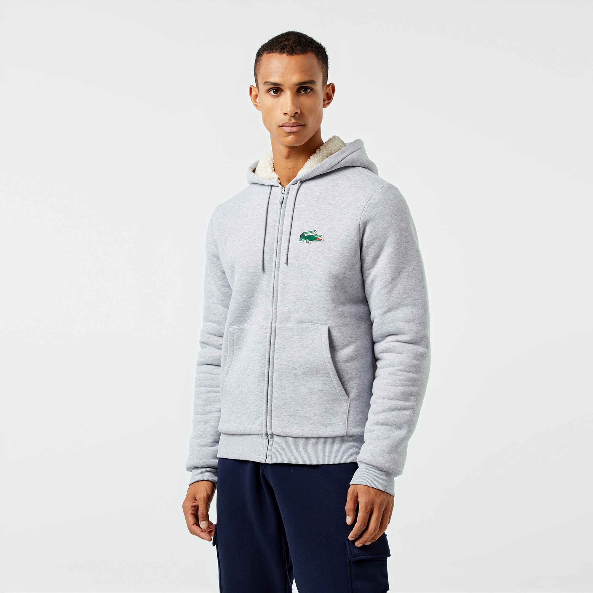Lacoste Erkek Relaxed Fit Kapüşonlu Gri Sweatshirt