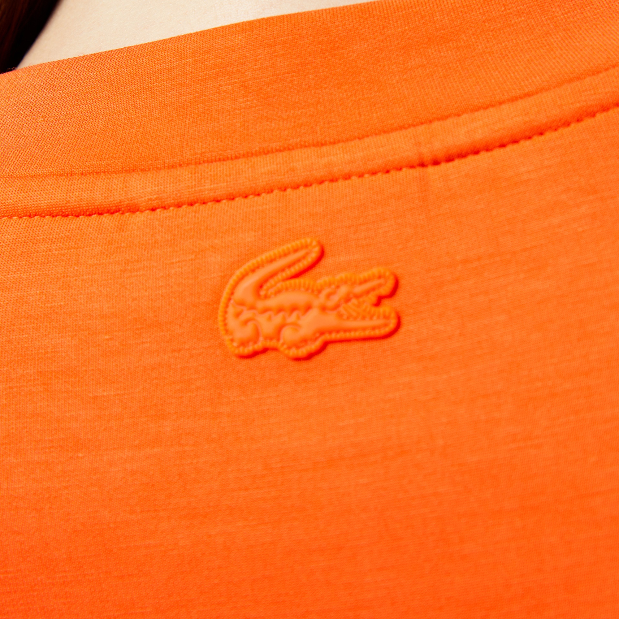 Lacoste Kadın Oversize Fit Bisiklet Yaka Baskılı Turuncu Sweatshirt