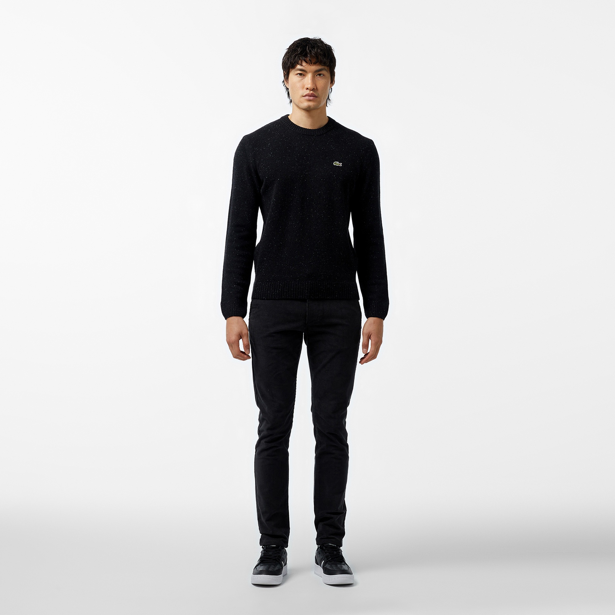 Lacoste Erkek Regular Fit Bisiklet Yaka Siyah Triko