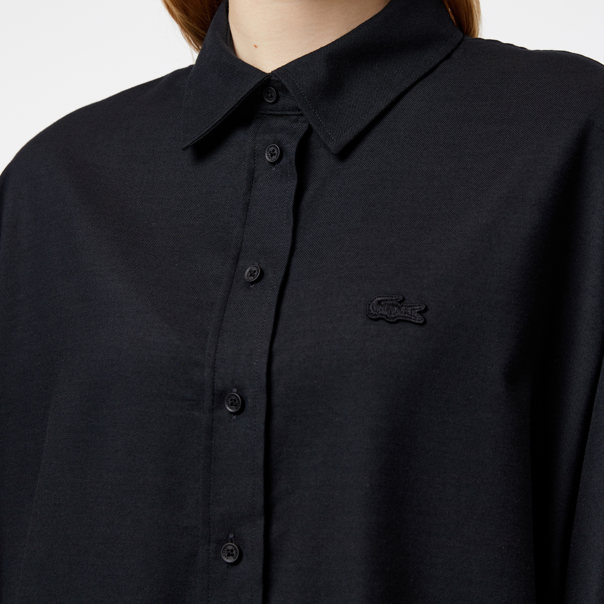 Lacoste Kadın Loose Fit Siyah Gömlek