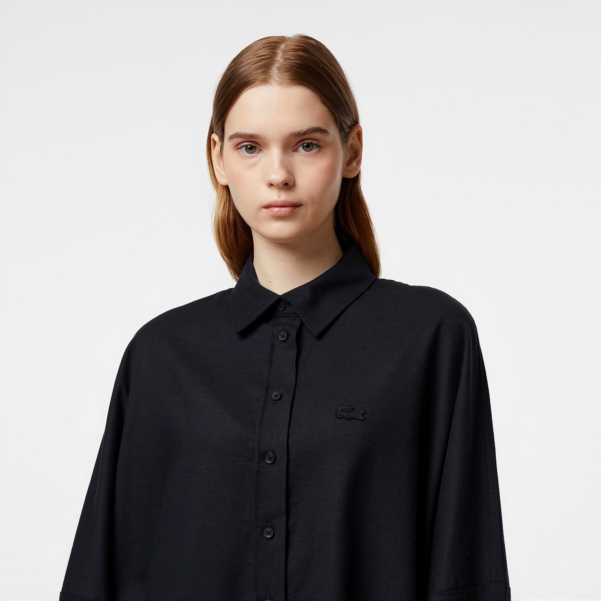 Lacoste Kadın Loose Fit Siyah Gömlek